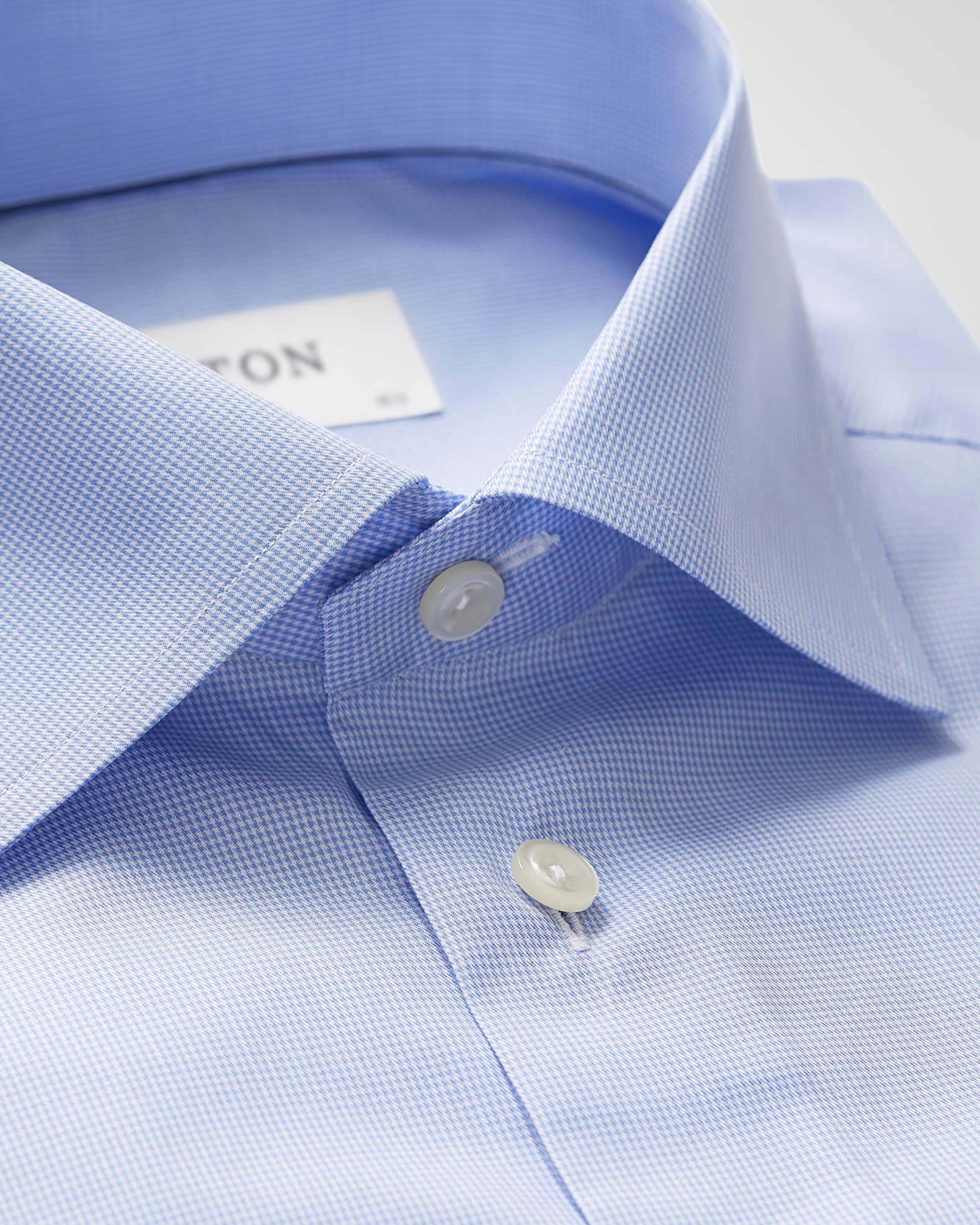 Eton Slim Fit Light Blue Houndstooth Dress Shirt Men's 16.5