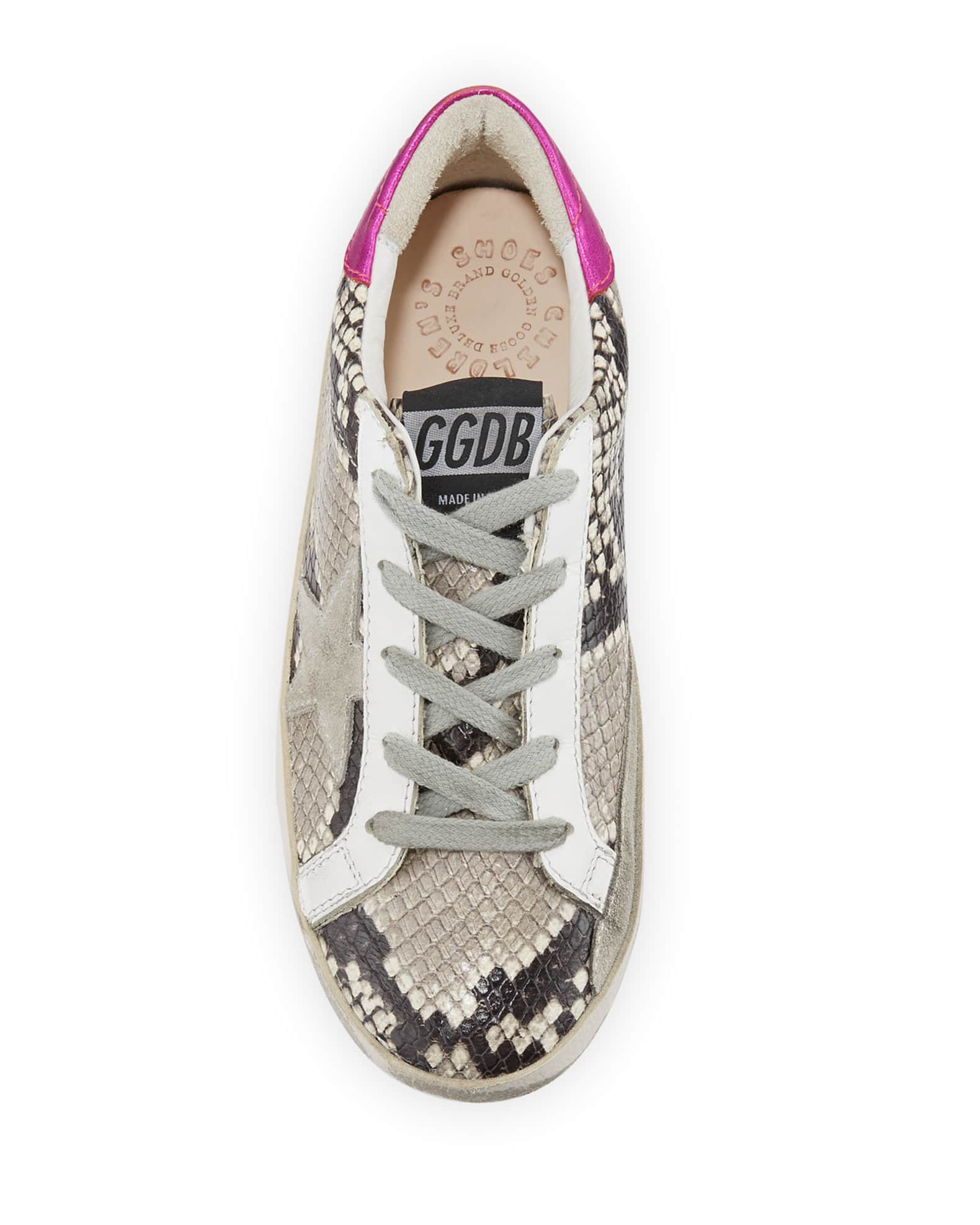 Golden Goose Girl's Superstar Snakeskin Embossed Leather Sneakers, Baby