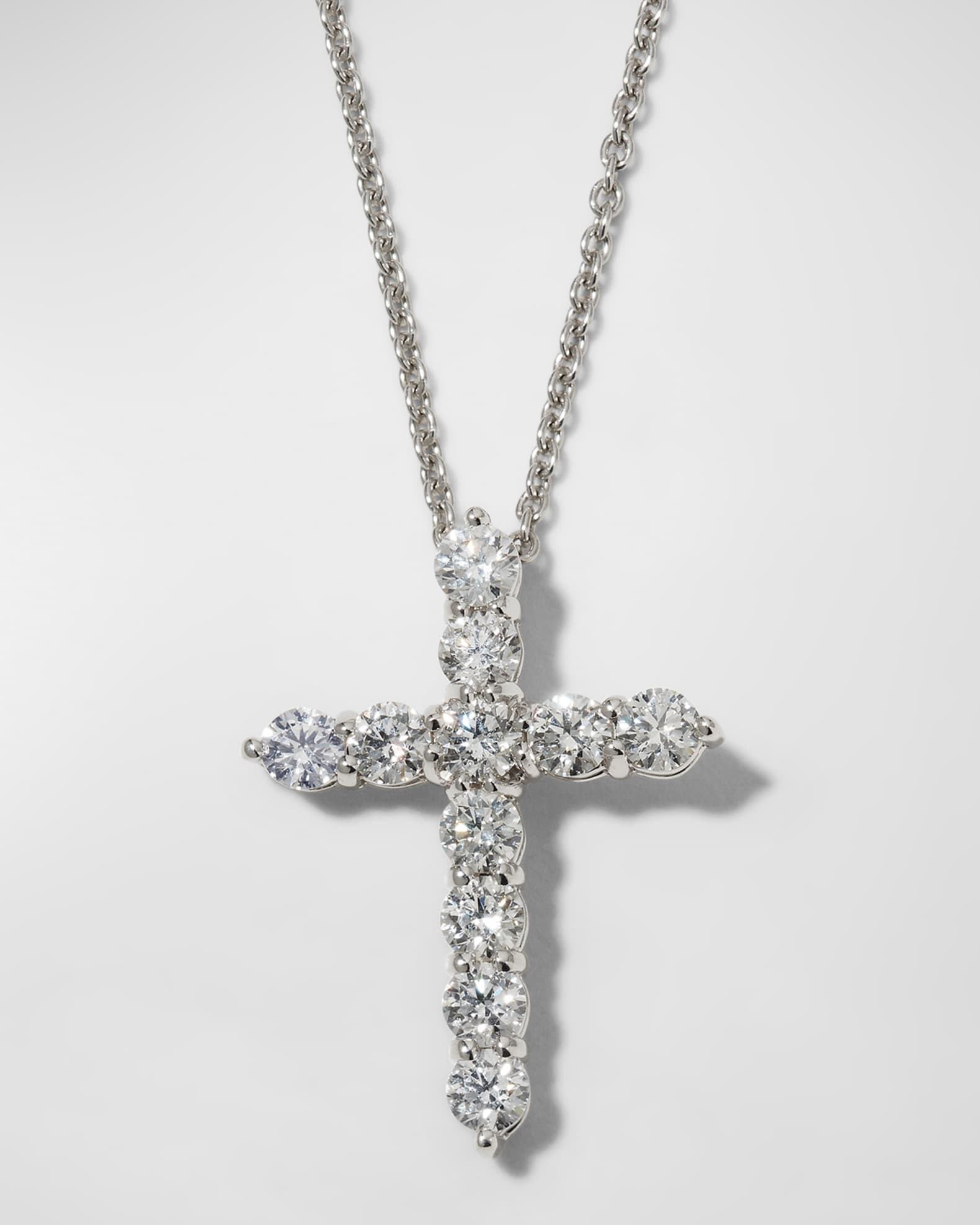 Roberto Coin 16" White Gold Lg Diamond Cross Pendant Necklace