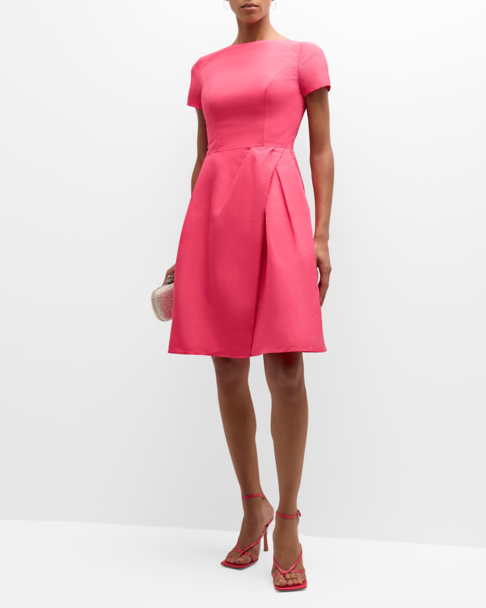 Carolina Herrera Icon Bateau Neck Short Sleeve Dress Azalea Women s 12 Cocktail Party Wedding Guest Dresses Short Sleeve Dresses