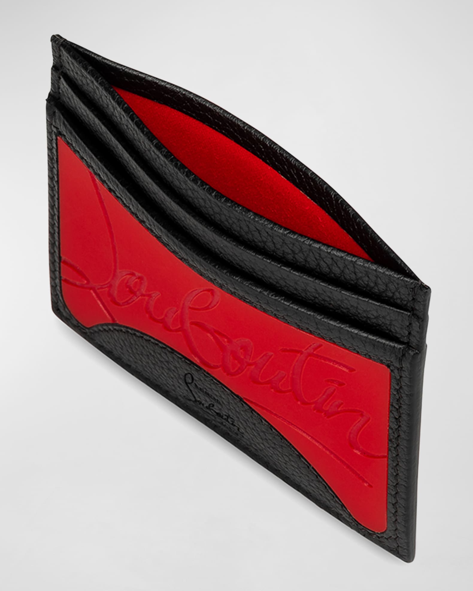 Kios Studded Leather Card Holder in Red - Christian Louboutin