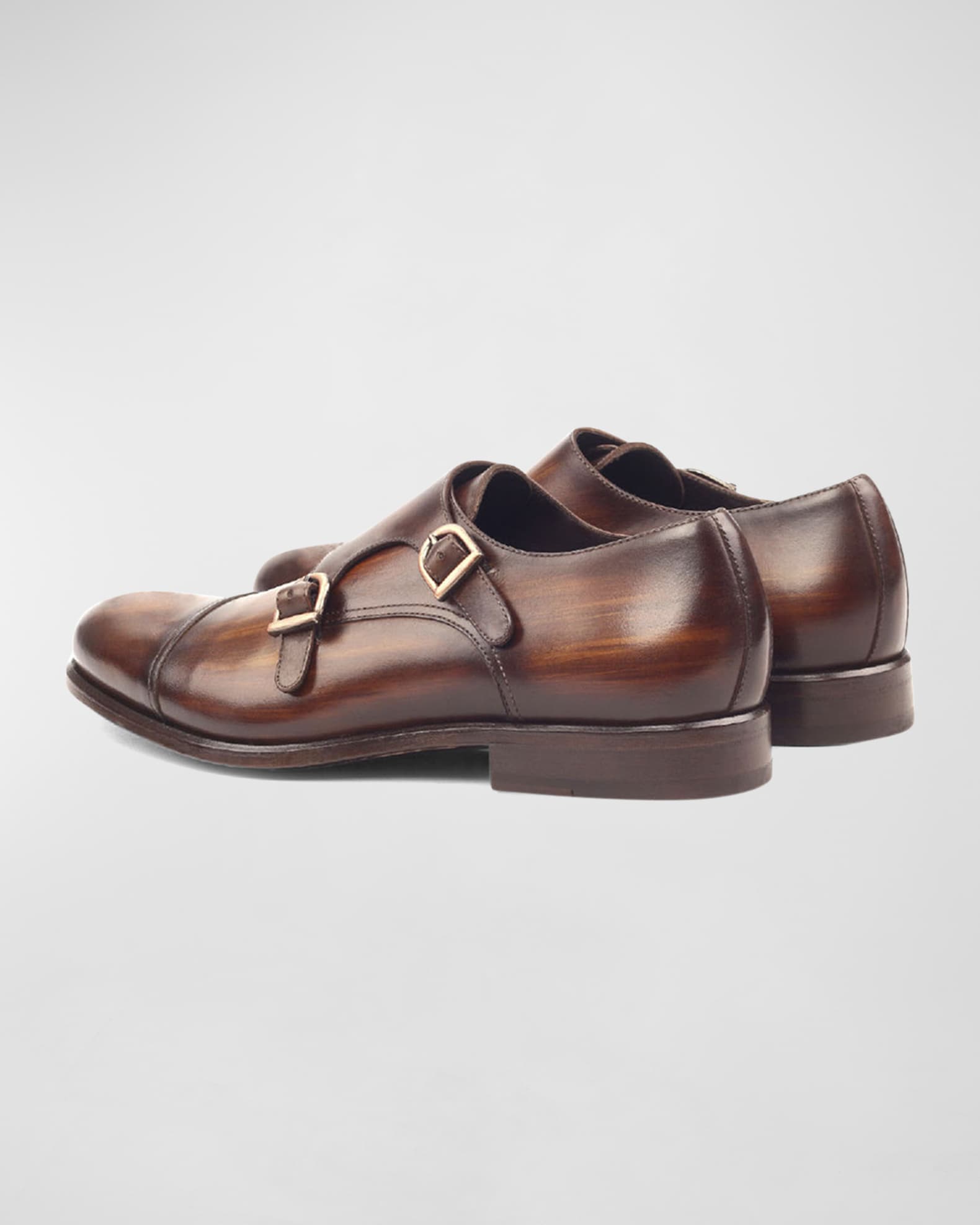 Men's Regal Two-Tone Patina Leather Double-Monk Loafers 1