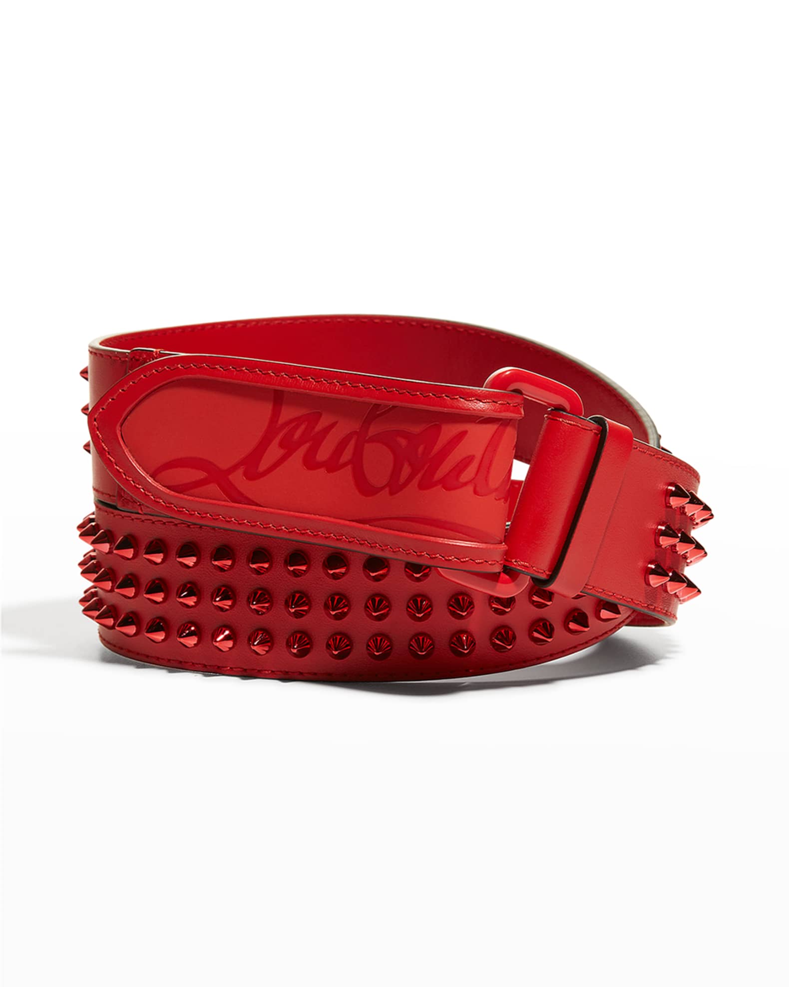 Christian Louboutin Men's Loubi Sneaker Spiked Belt | Neiman Marcus