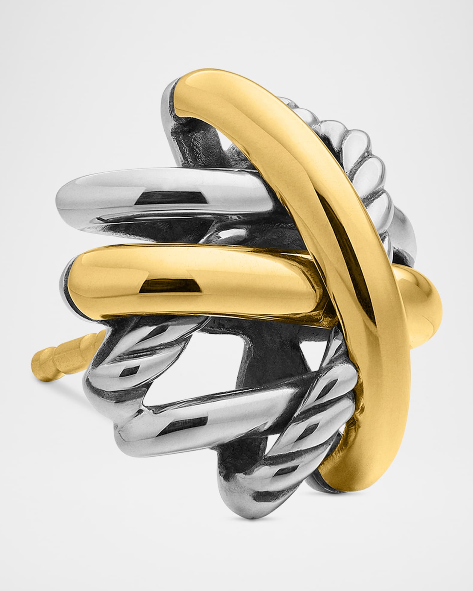 David Yurman Crossover Stud Earrings in Silver with 18K Gold, 11mm