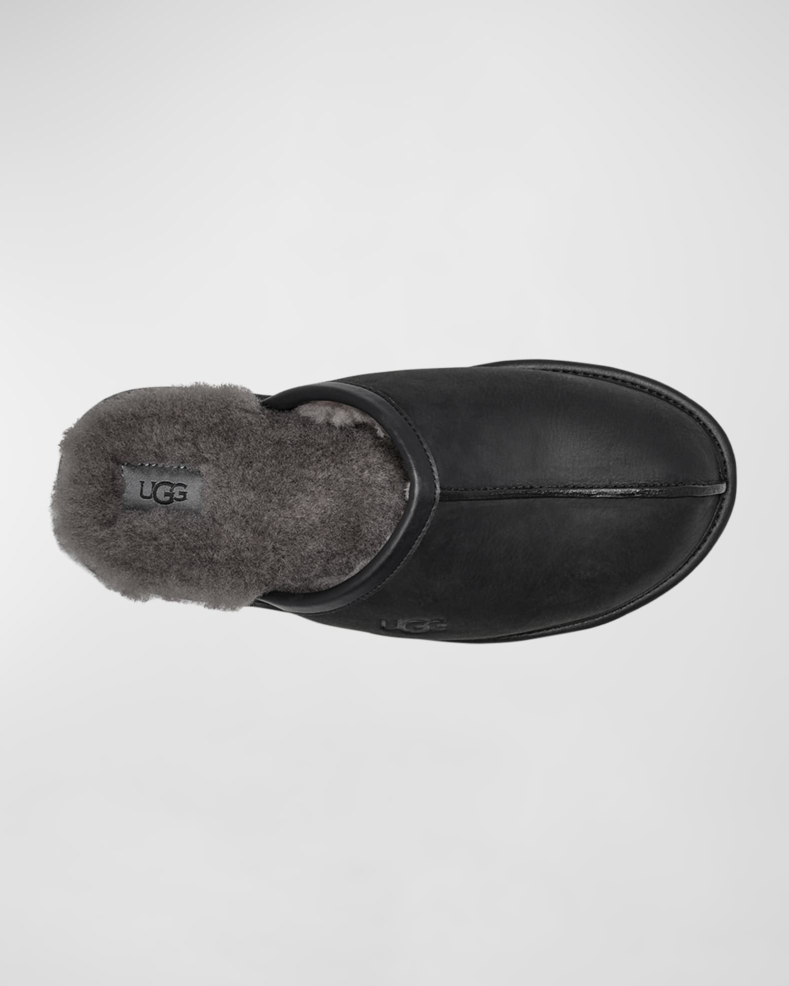 Men s Scuff Leather Mule Slippers w Wool Lining