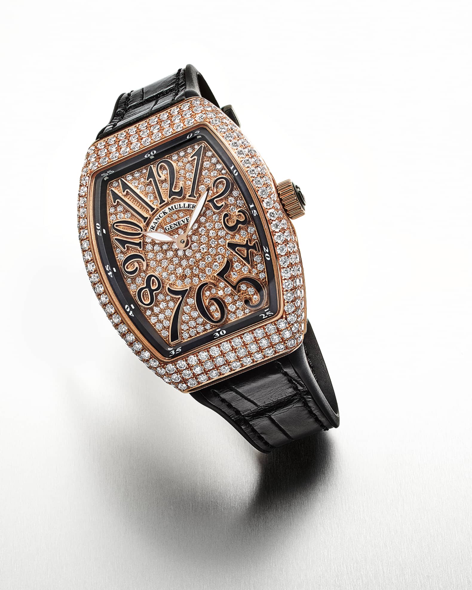 Vanguard All Diamond Watch w Alligator Strap