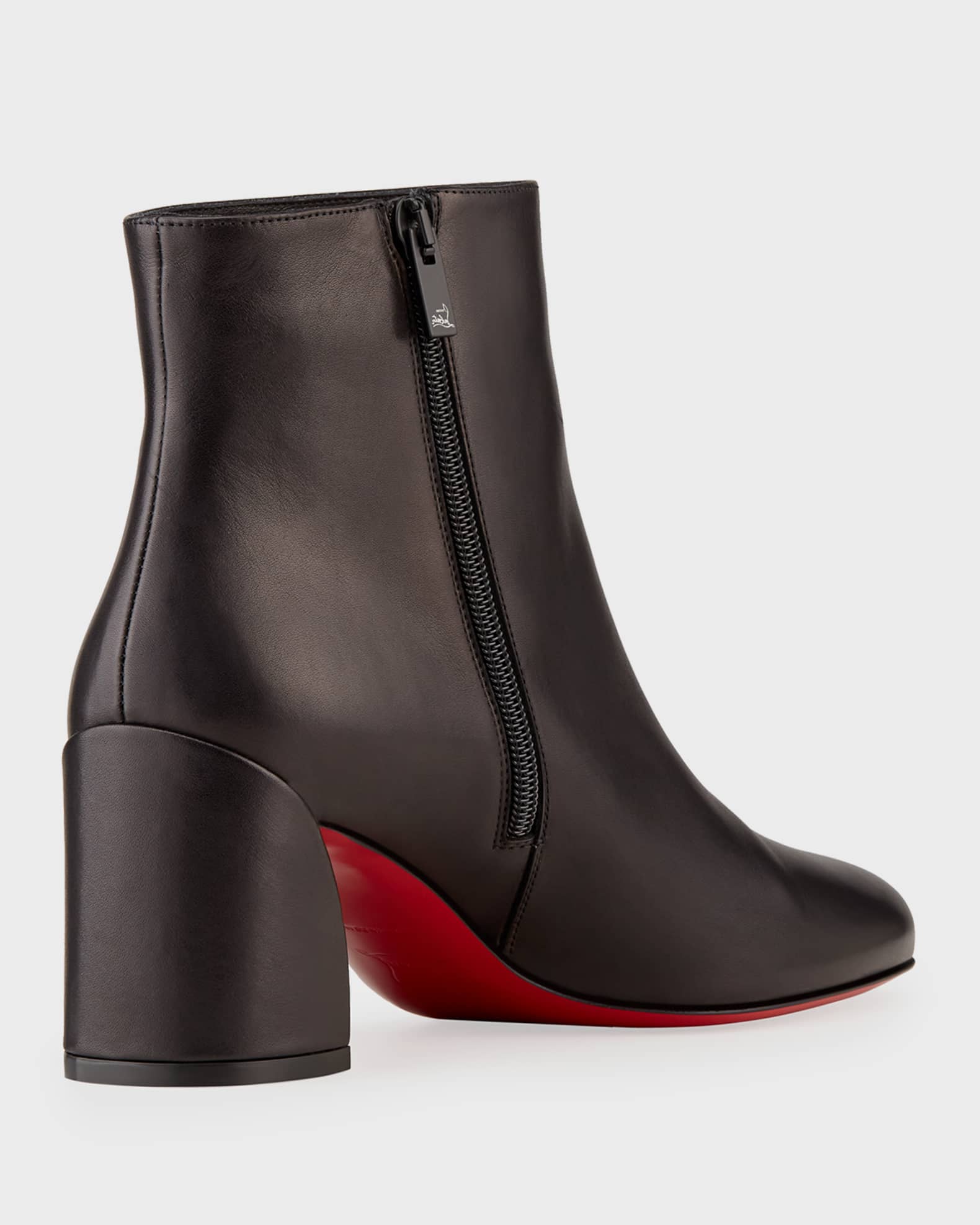 Christian Louboutin Turela Leather Side-Zip Red Sole Booties | Neiman ...