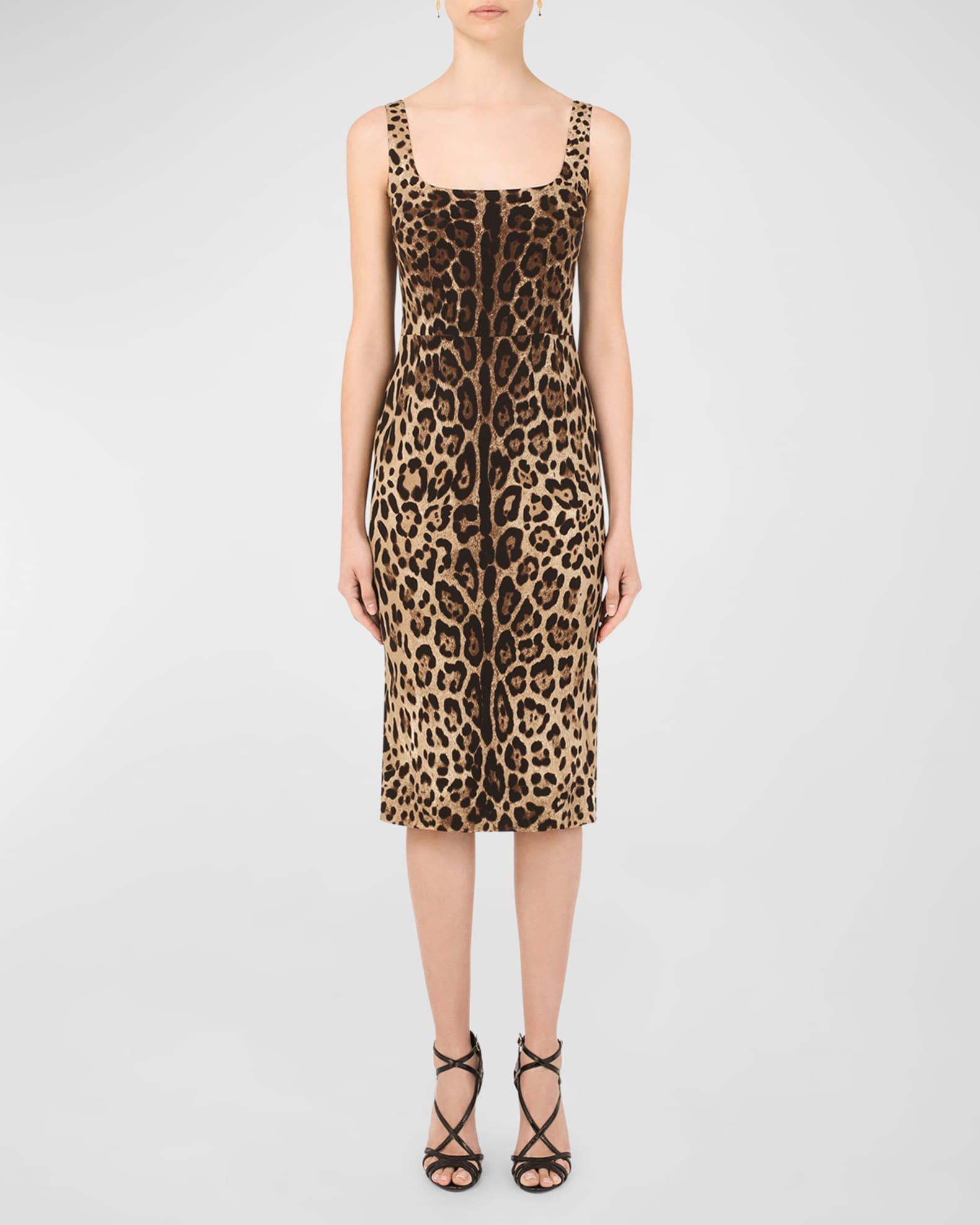 Leopard-Print Charmeuse Sheath Dress 1