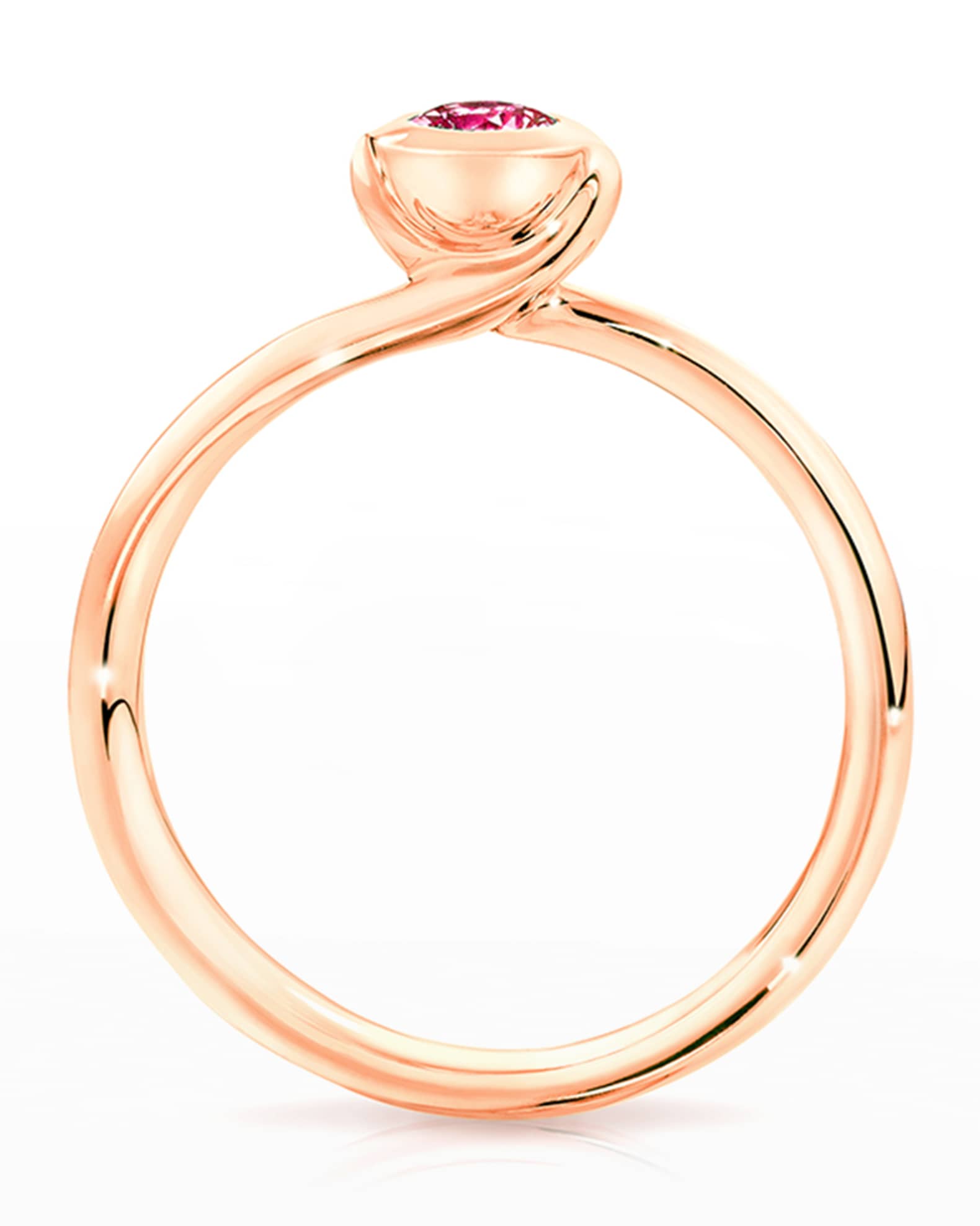 18k Rose Gold Pink Spinel Solitaire Ring, Size 6.5 1