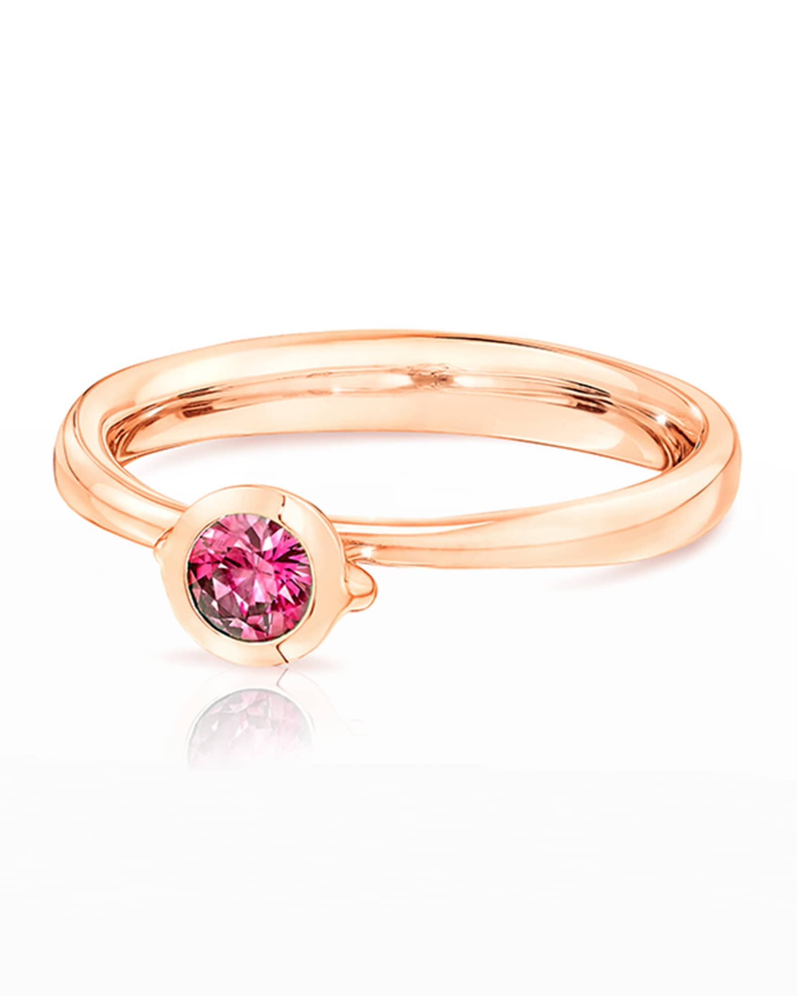 18k Rose Gold Pink Spinel Solitaire Ring, Size 6.5 0