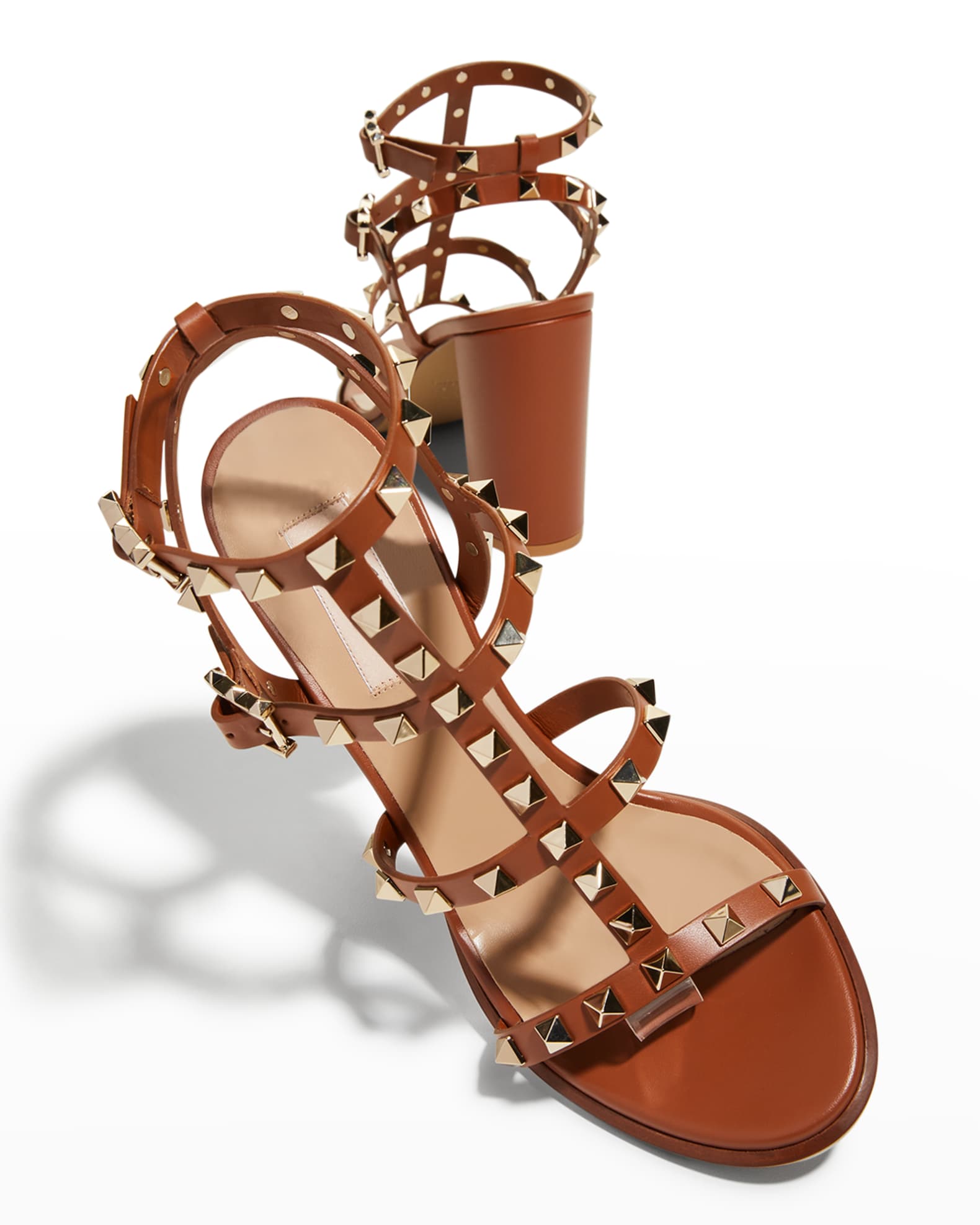rockstud caged leather 90mm city high heel sandals