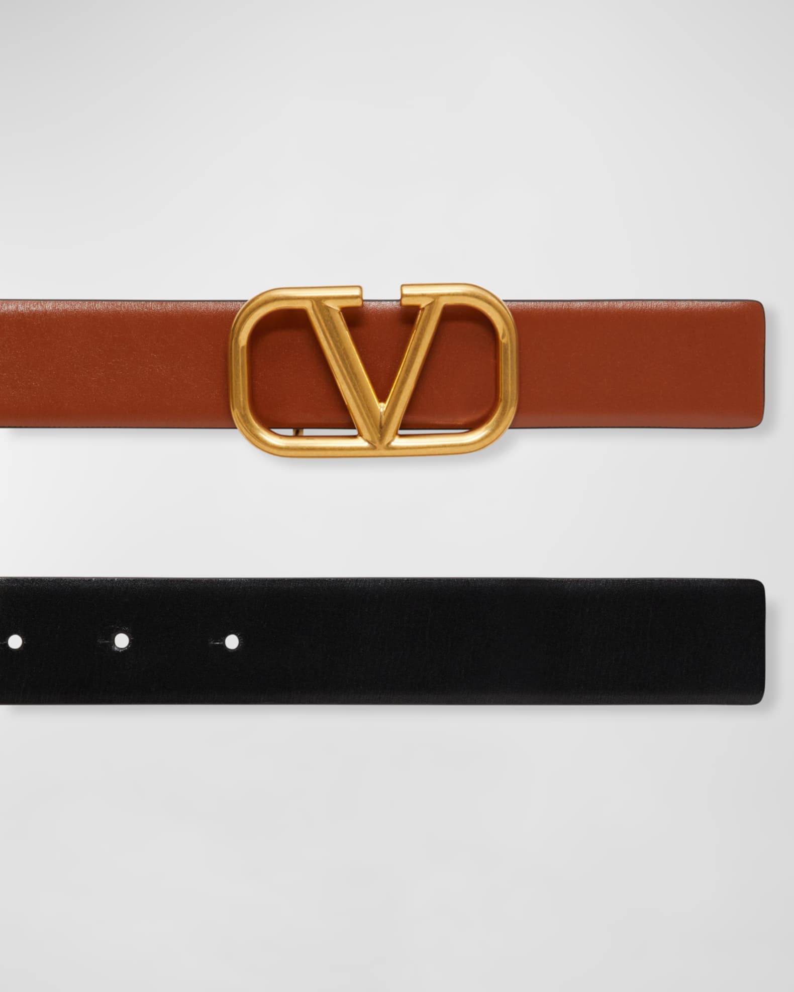 Valentino Garavani V Logo Reversible Leather Belt