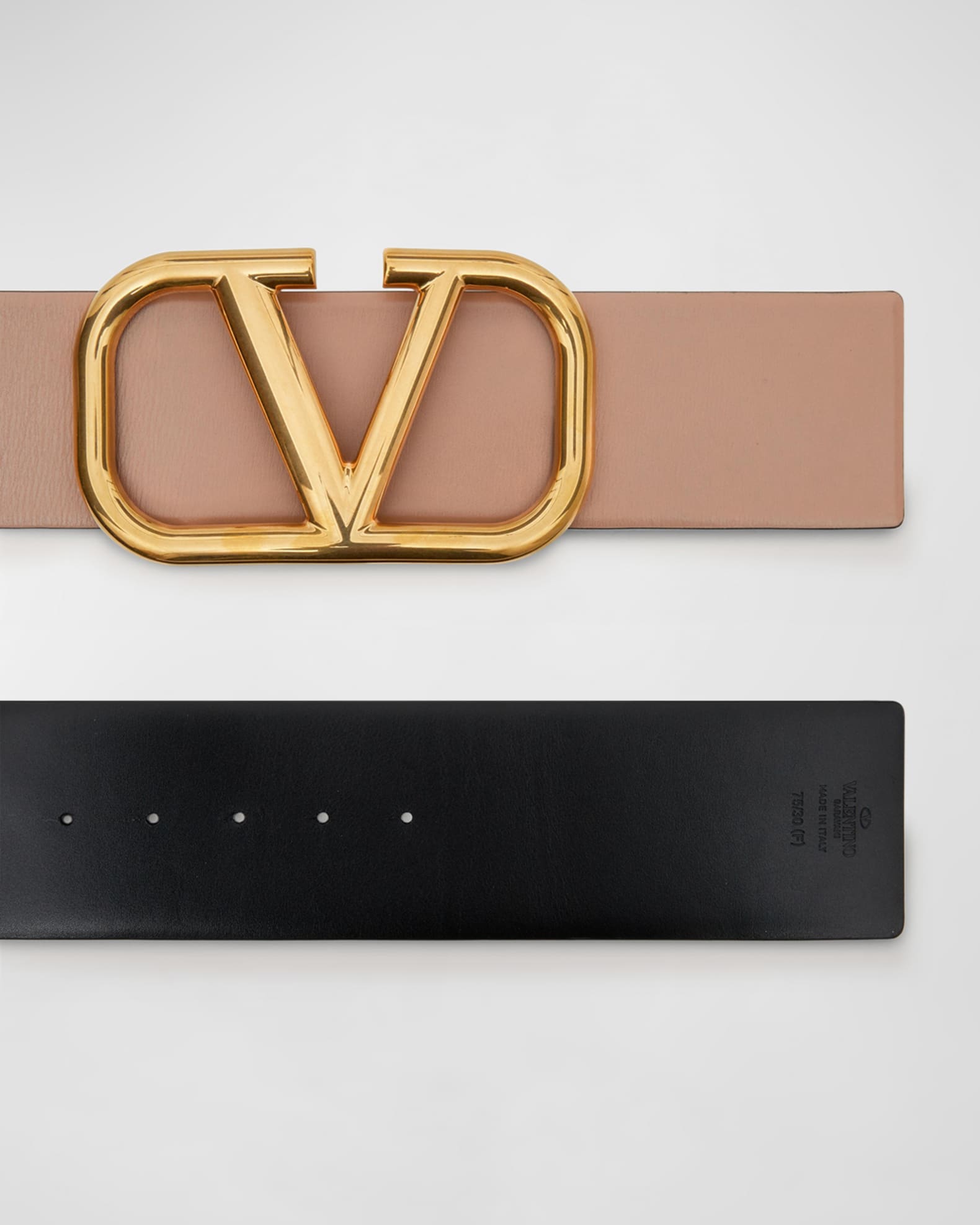 Valentino Garavani V-Logo 70mm Wide Box Leather Belt