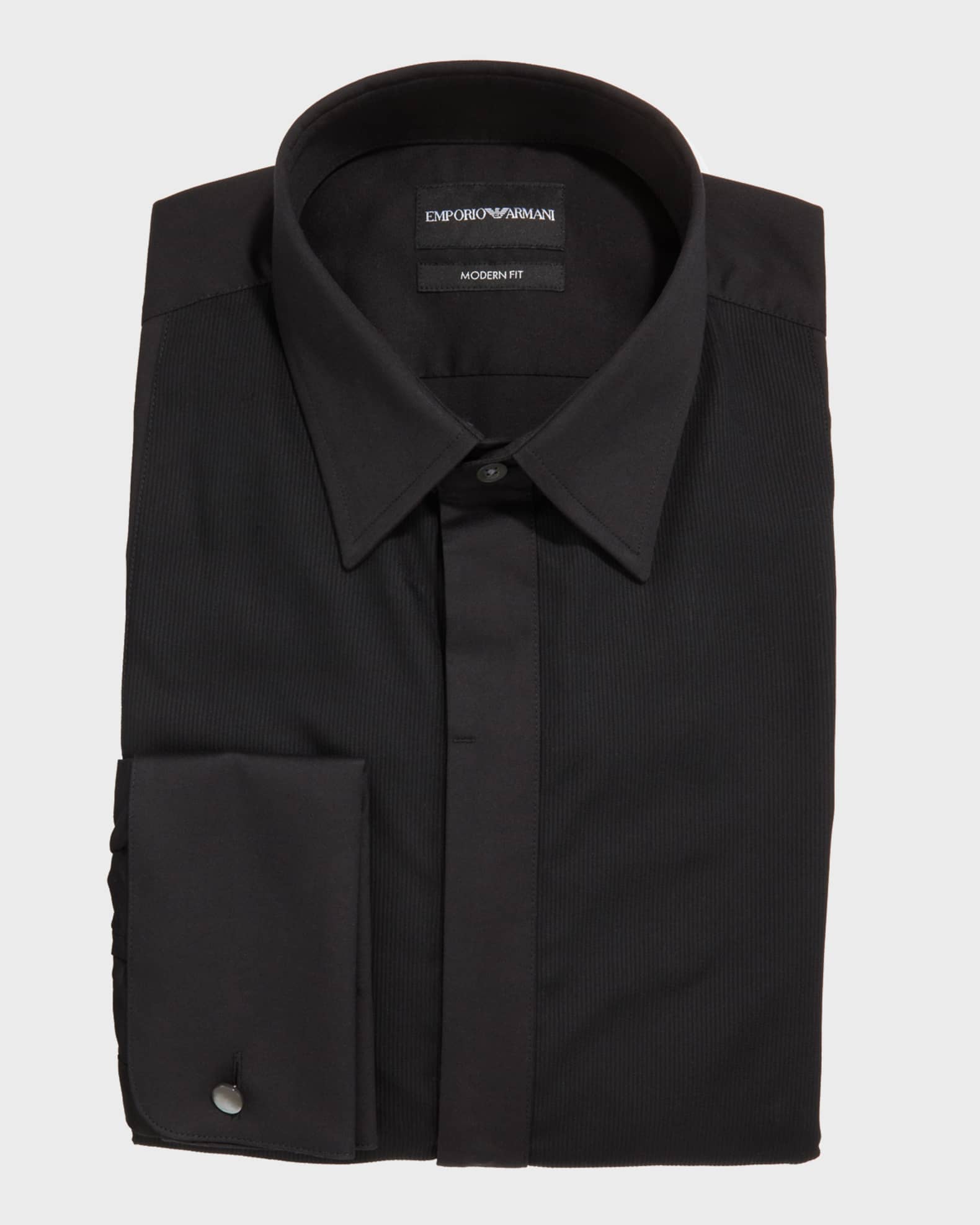 Emporio Armani Men's Solid FrenchCuff Tuxedo Shirt Neiman Marcus