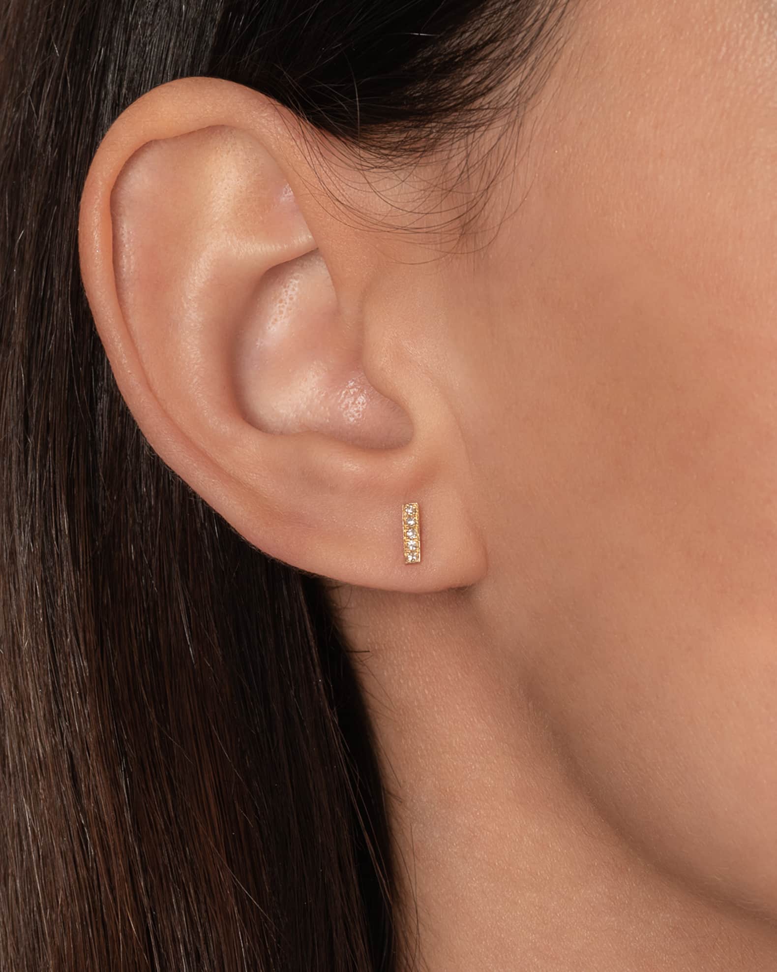 Zoe Lev Jewelry 14k Gold Diamond 0.06ct Bar Stud Earrings Neiman Marcus