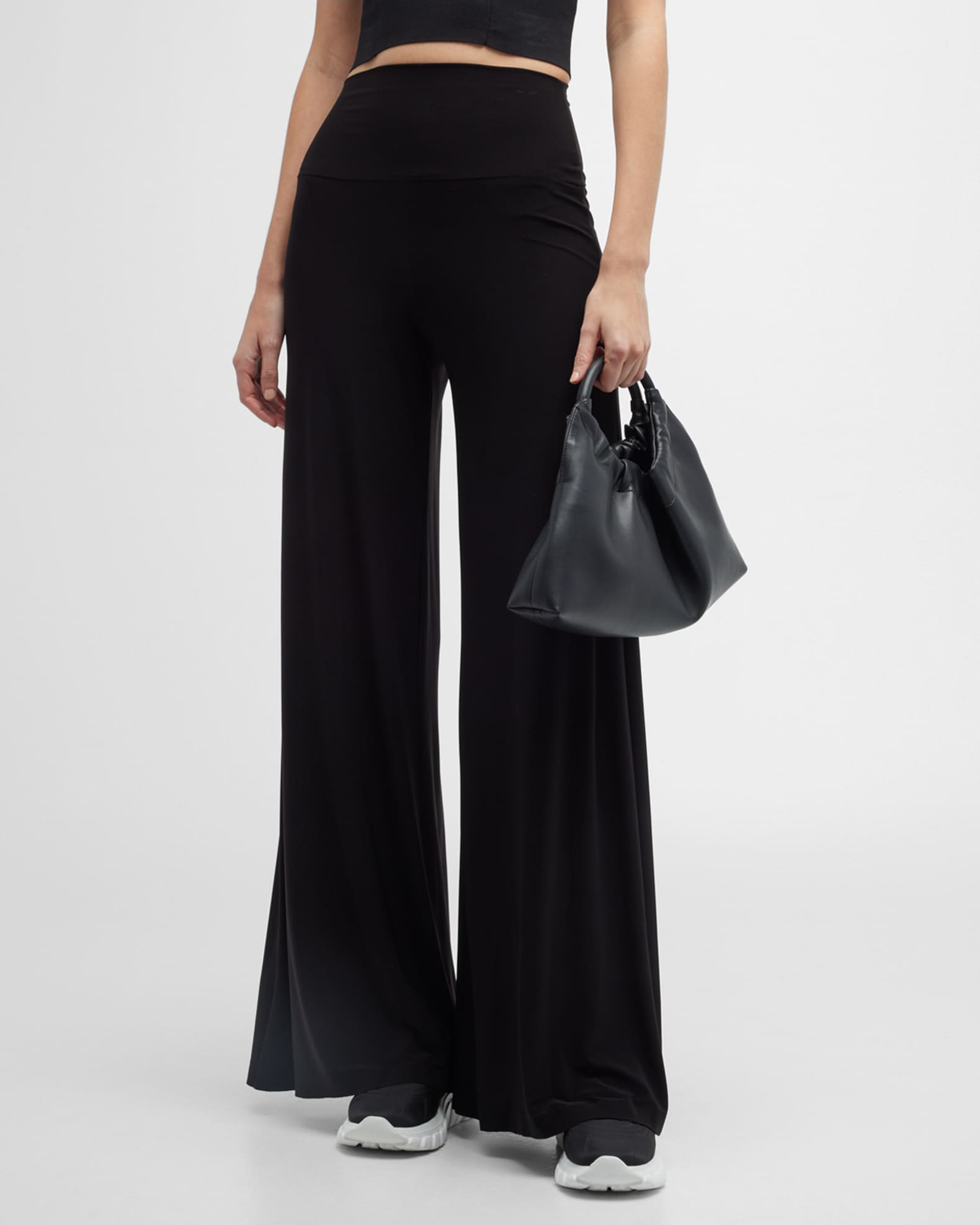 Barbra Pants - Pinstripe Linen Look High Waisted Relaxed Pants in