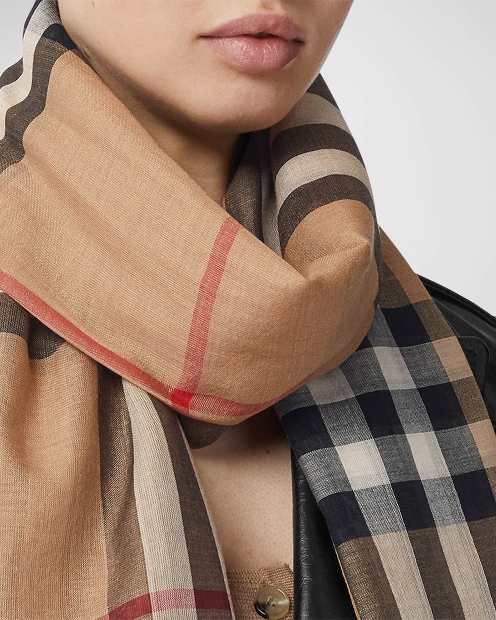 Giant Check Gauze Scarf