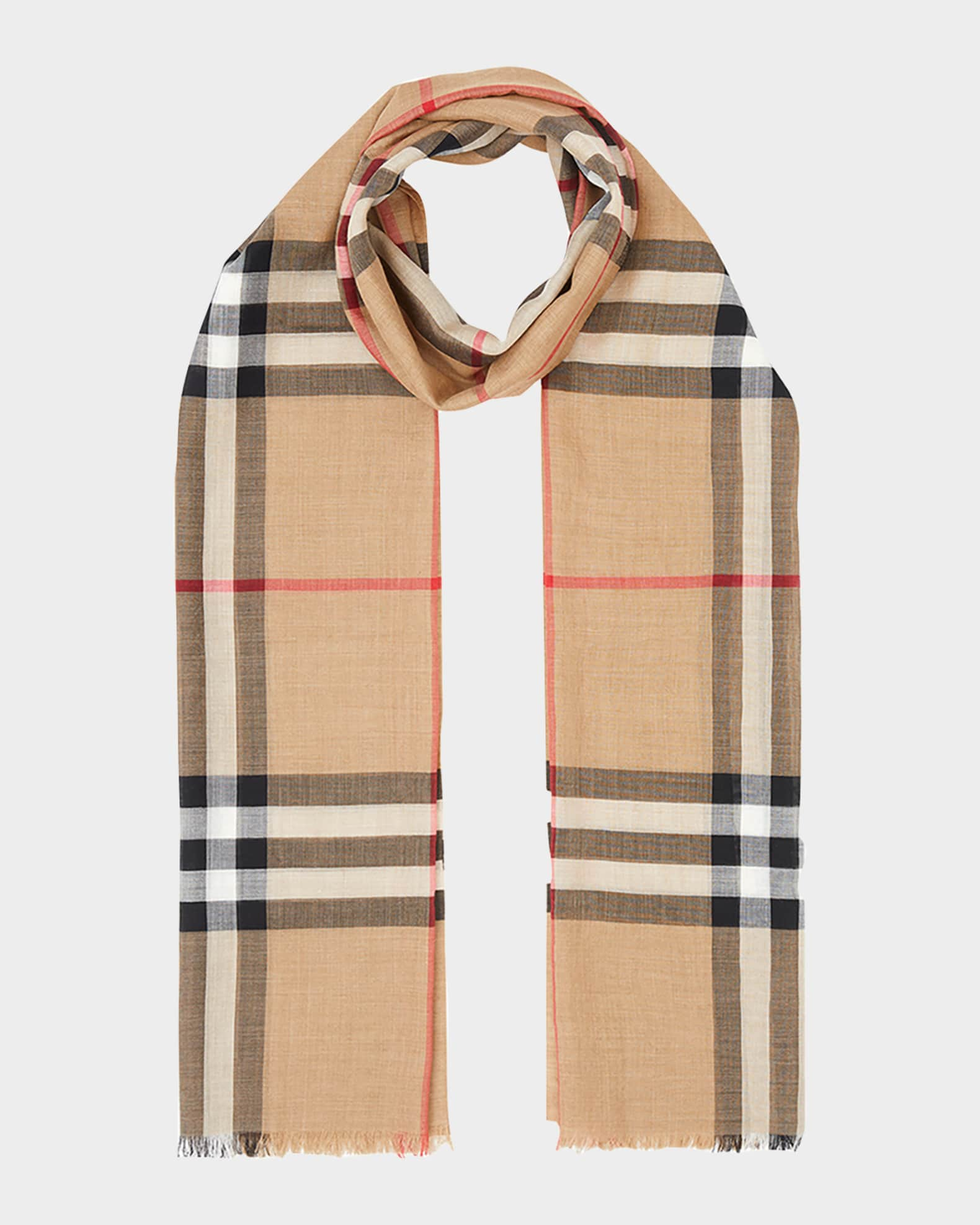 Burberry Women's Classic Gauze Vintage Checker Wool Silk Scarf