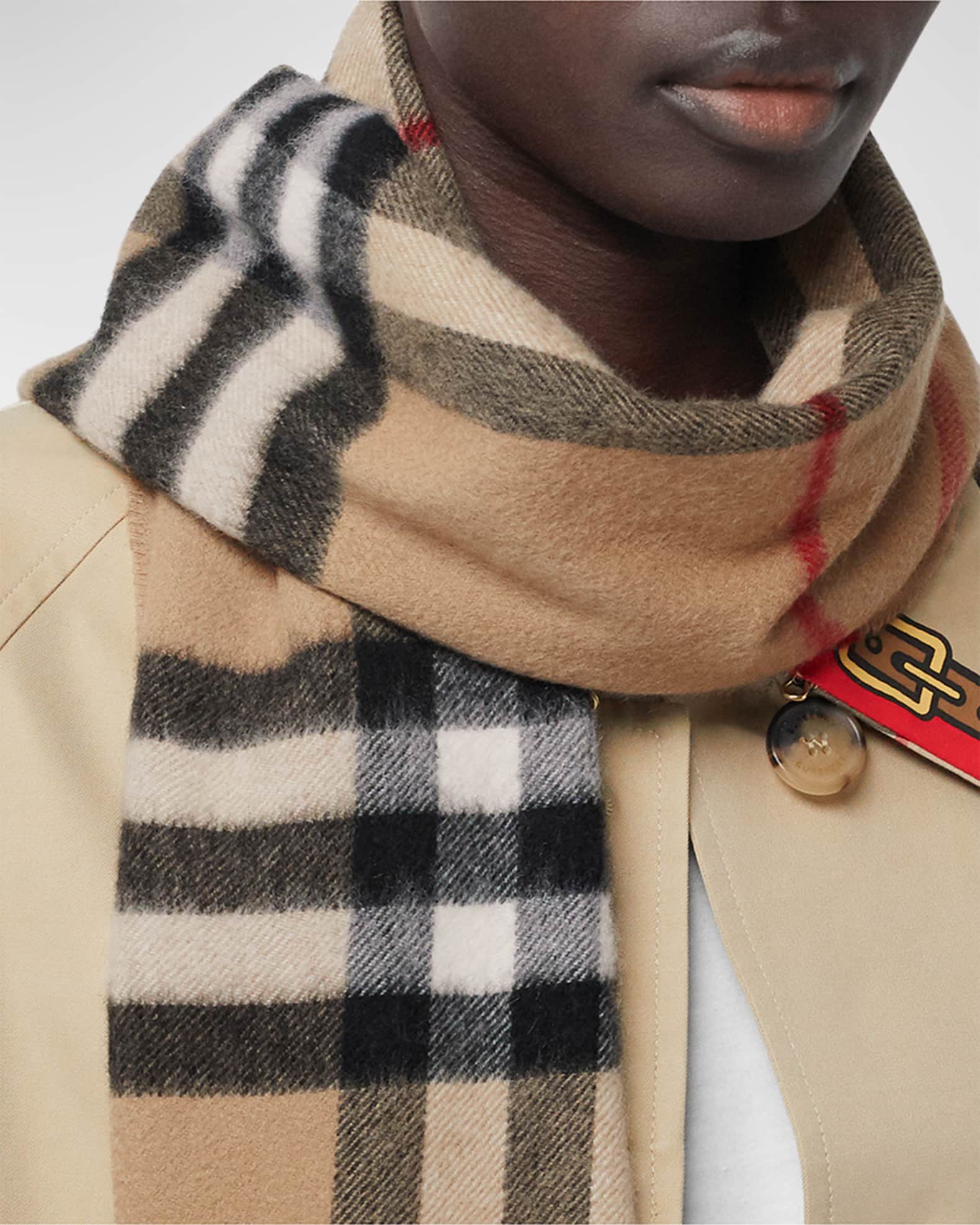 Shop Burberry The Classic Giant Check Cashmere Scarf