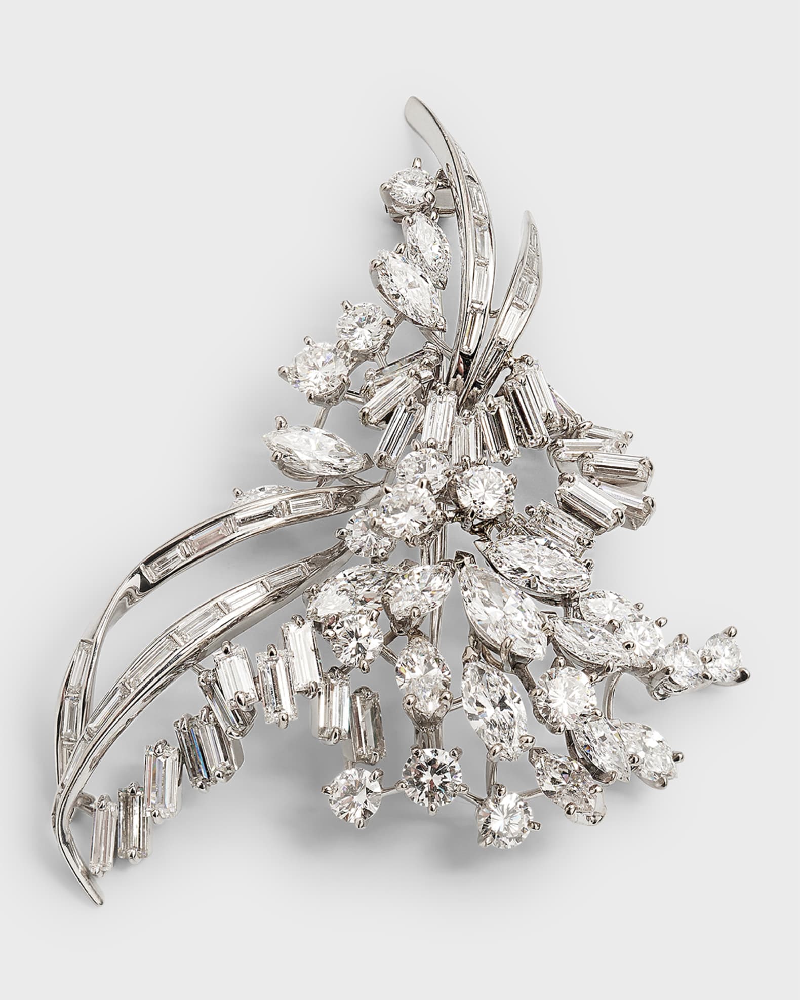 18K White Gold Diamond Safety Pin Brooch | Perlina Jewelers