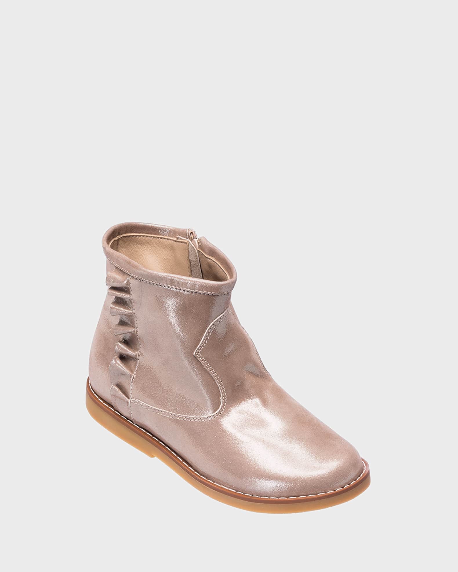 Elephantito Girl s Ruffle Trim Metallic Leather Booties Kids