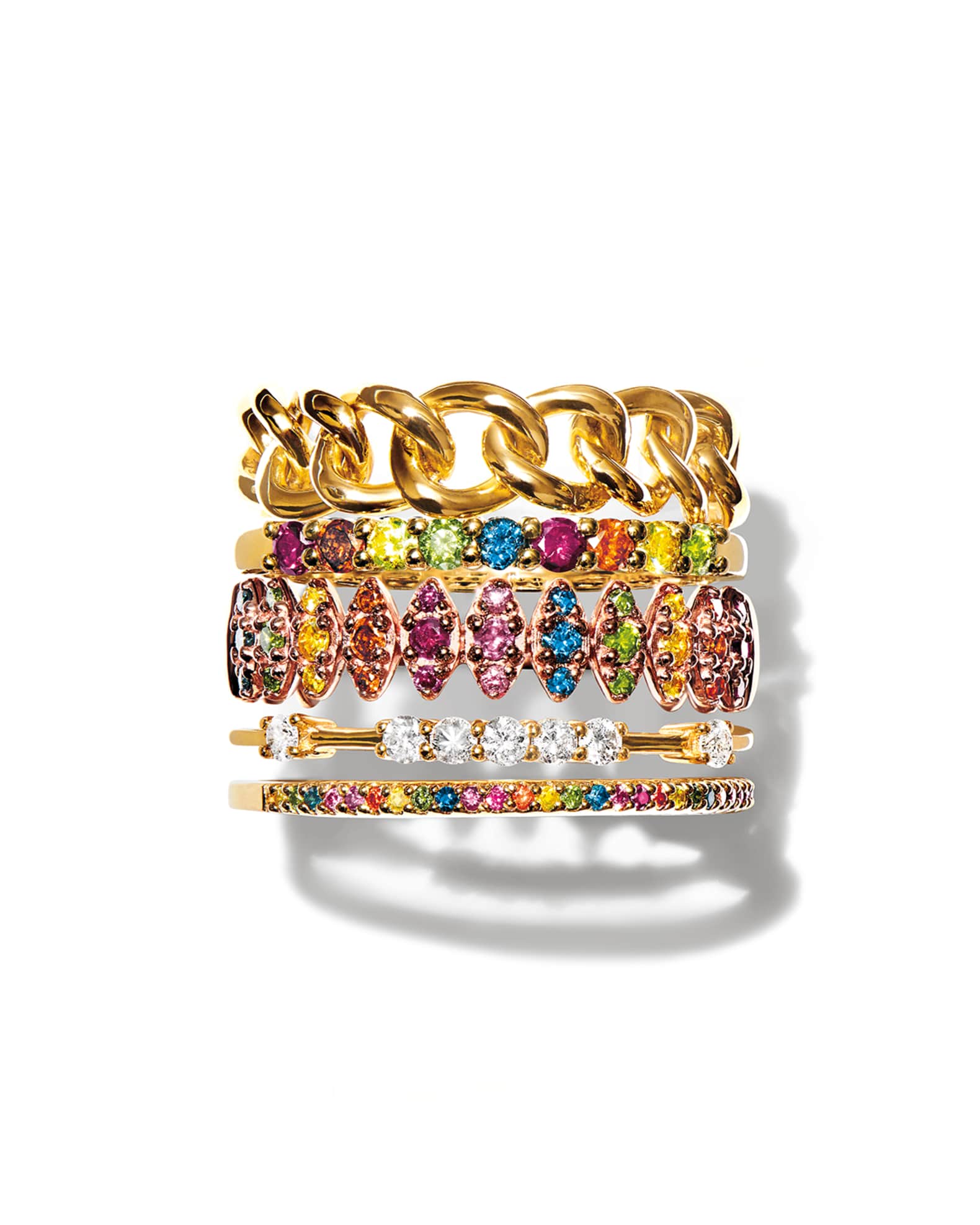 Stevie Wren 14k Gold Rainbow Colored Diamond Ring, Size 7 | Neiman Marcus