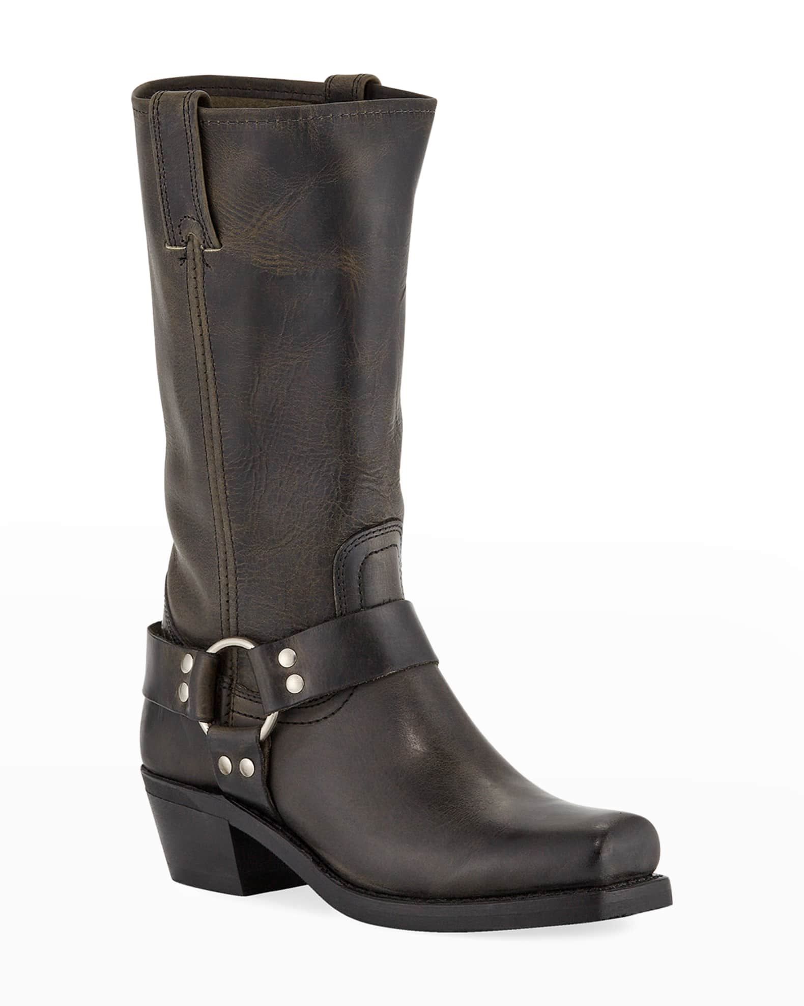 frye harness leather booties