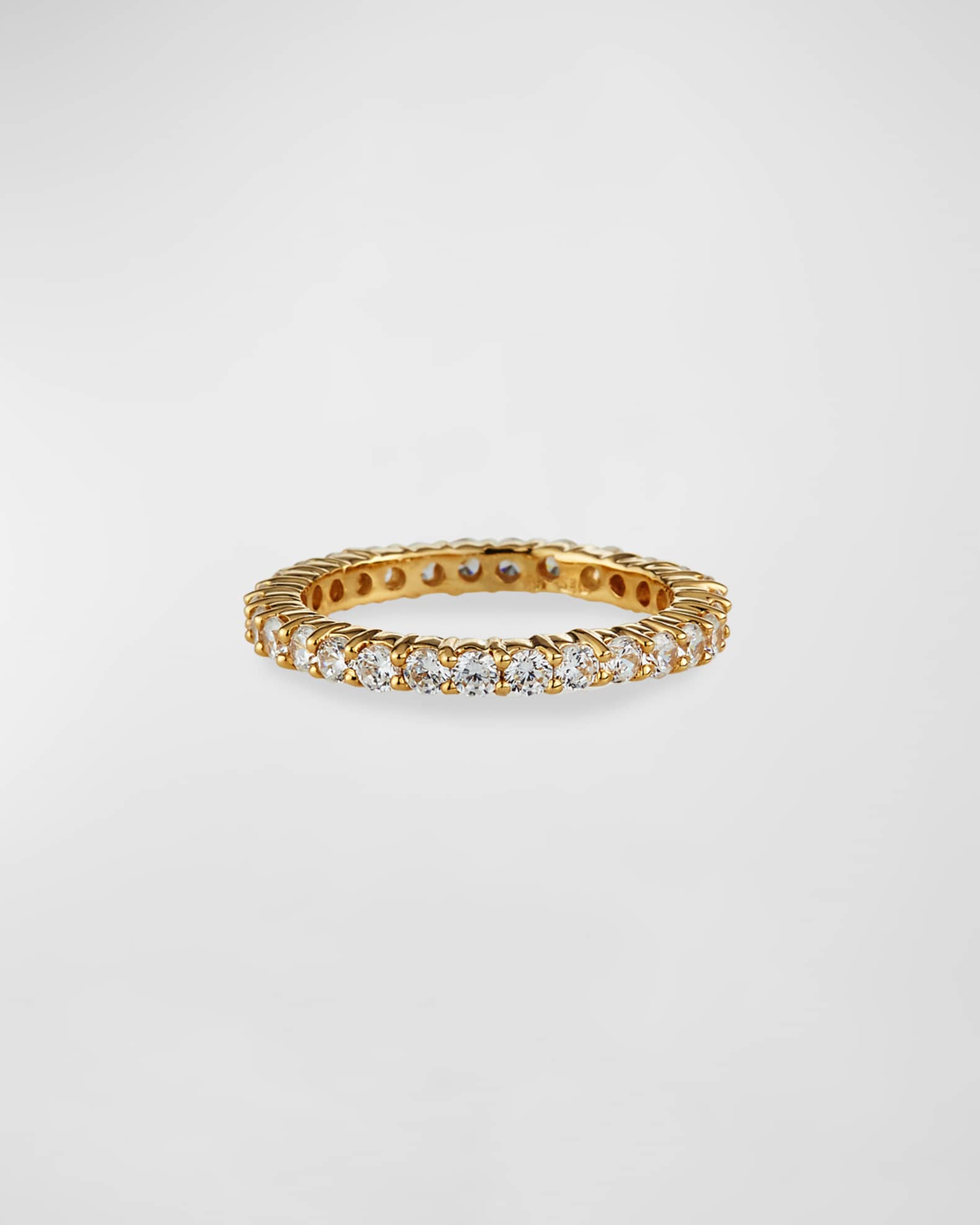 1.15 TCW Narrow 14k Gold Cubic Zirconia Eternity Band Ring, Size 6-8 0