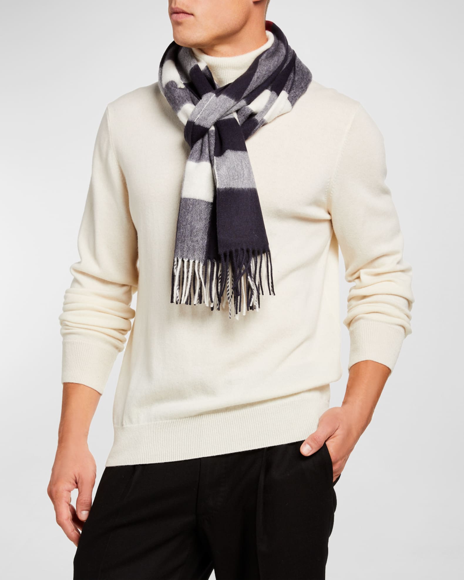 Burberry half mega check cashmere scarf new arrivals