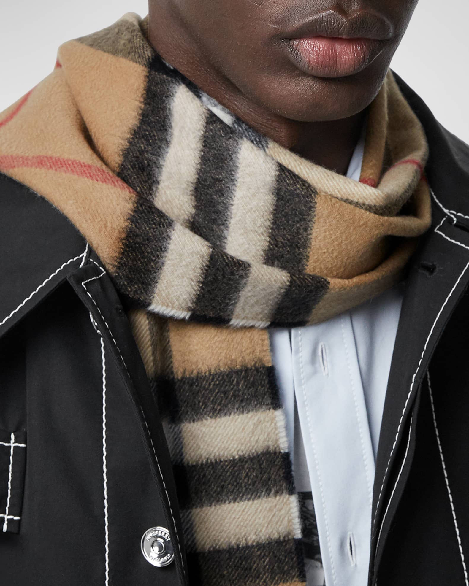 Burberry Men s Giant Check Cashmere Scarf Neiman Marcus