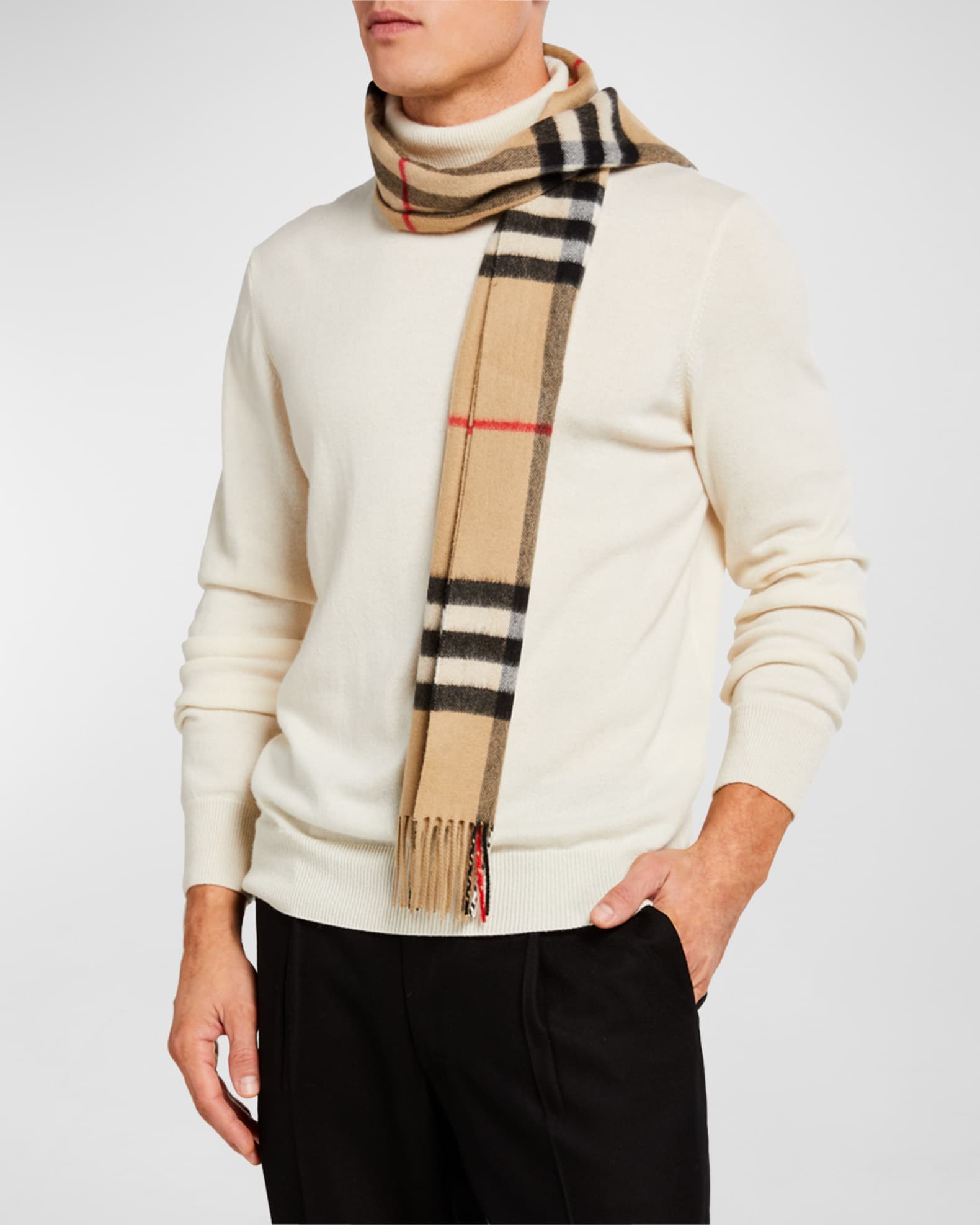 Burberry Men's Giant Check Cashmere Scarf Neiman Marcus