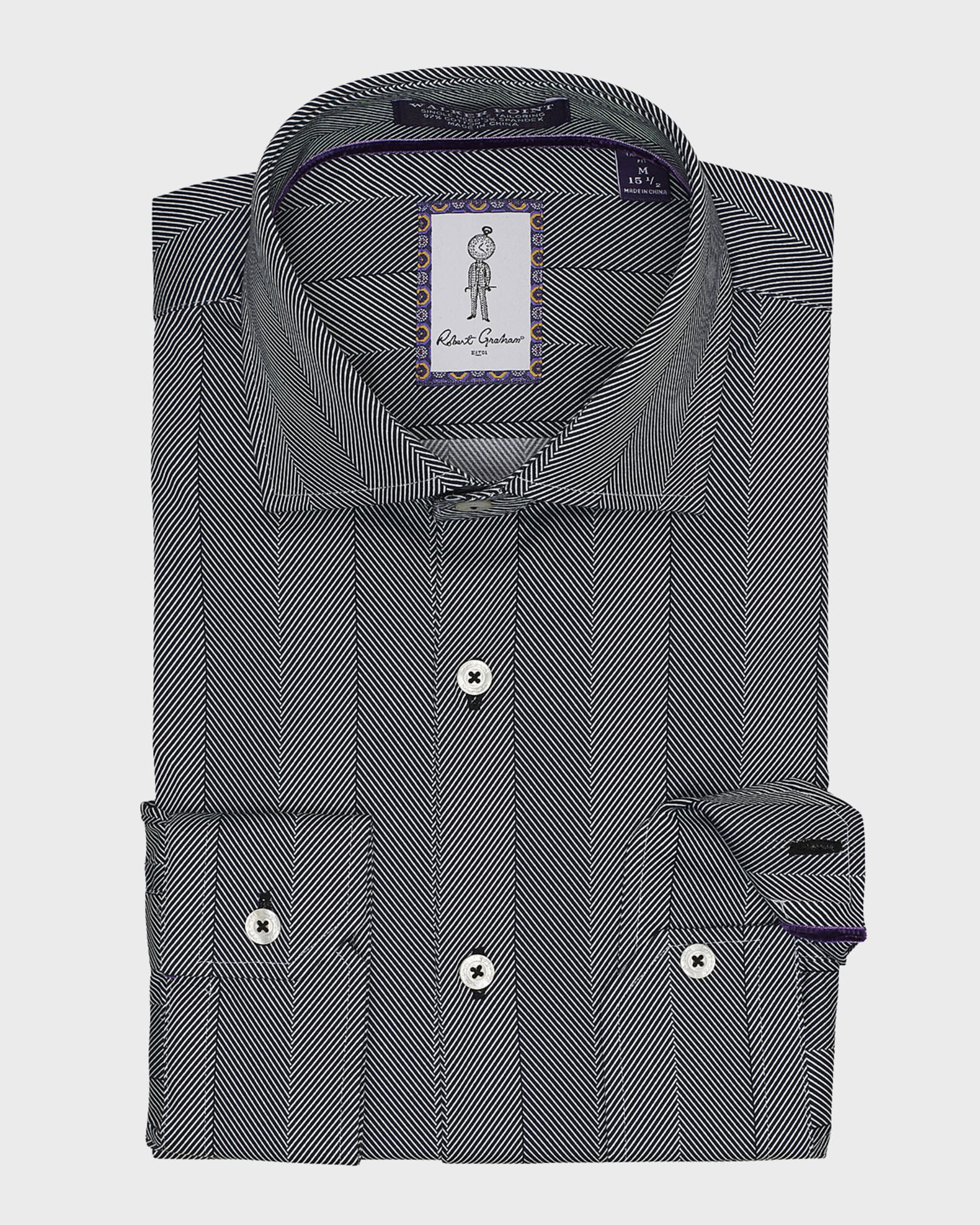 Robert Graham Men s Yardley Herringbone Dress Shirt Neiman Marcus