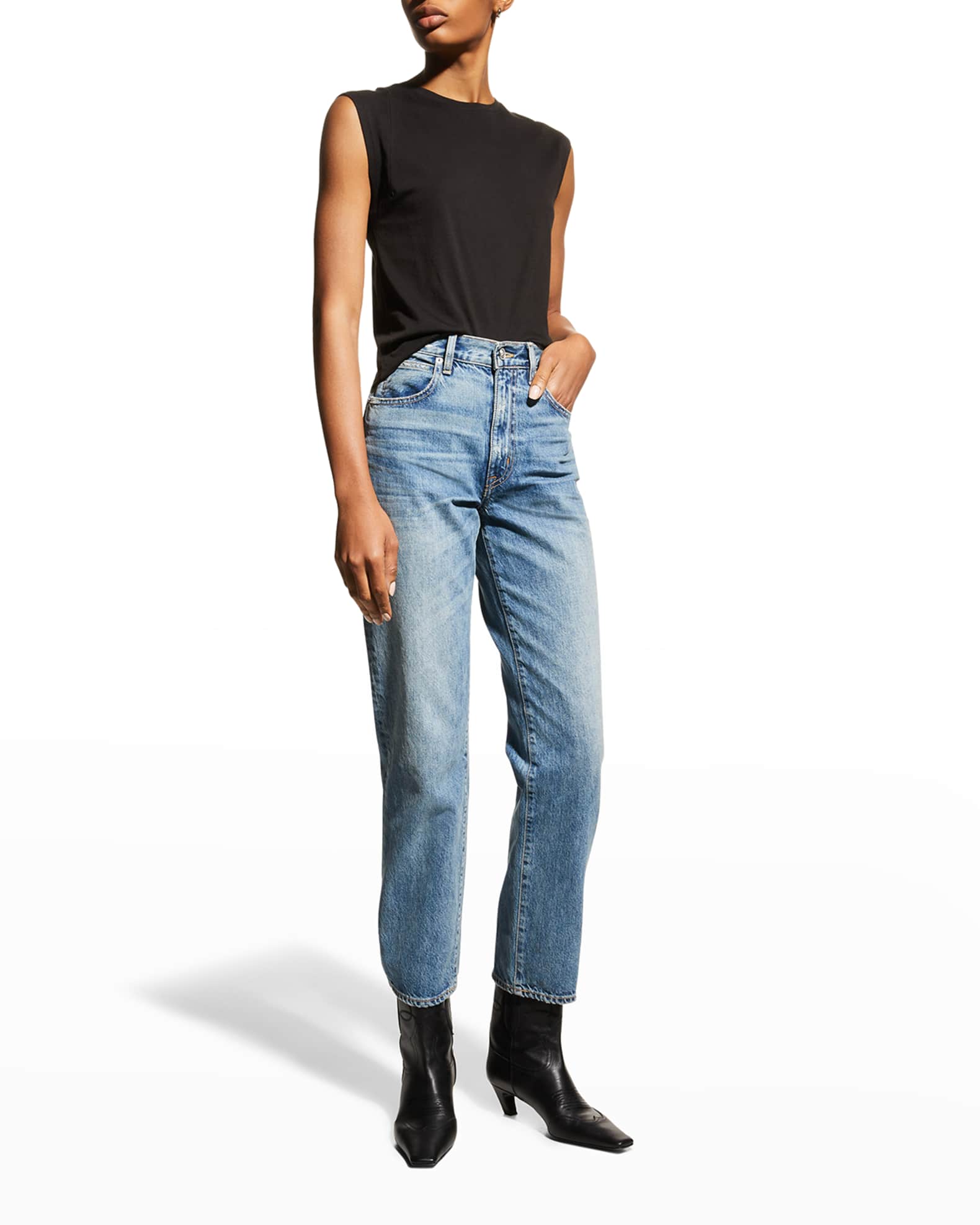 FRAME Le High-Rise Muscle Tee | Neiman Marcus