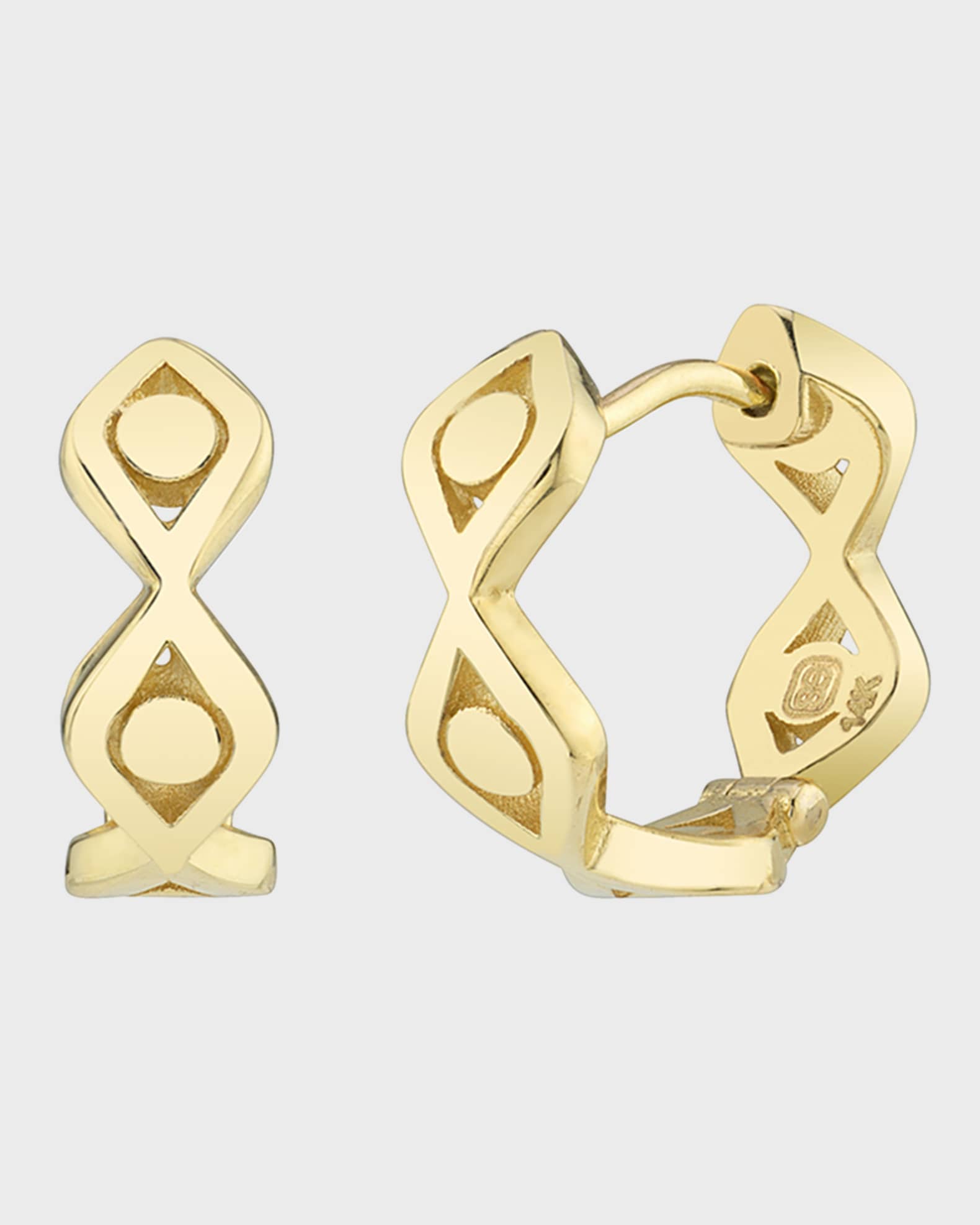 14k Evil Eye Huggie Hoop Earrings 0