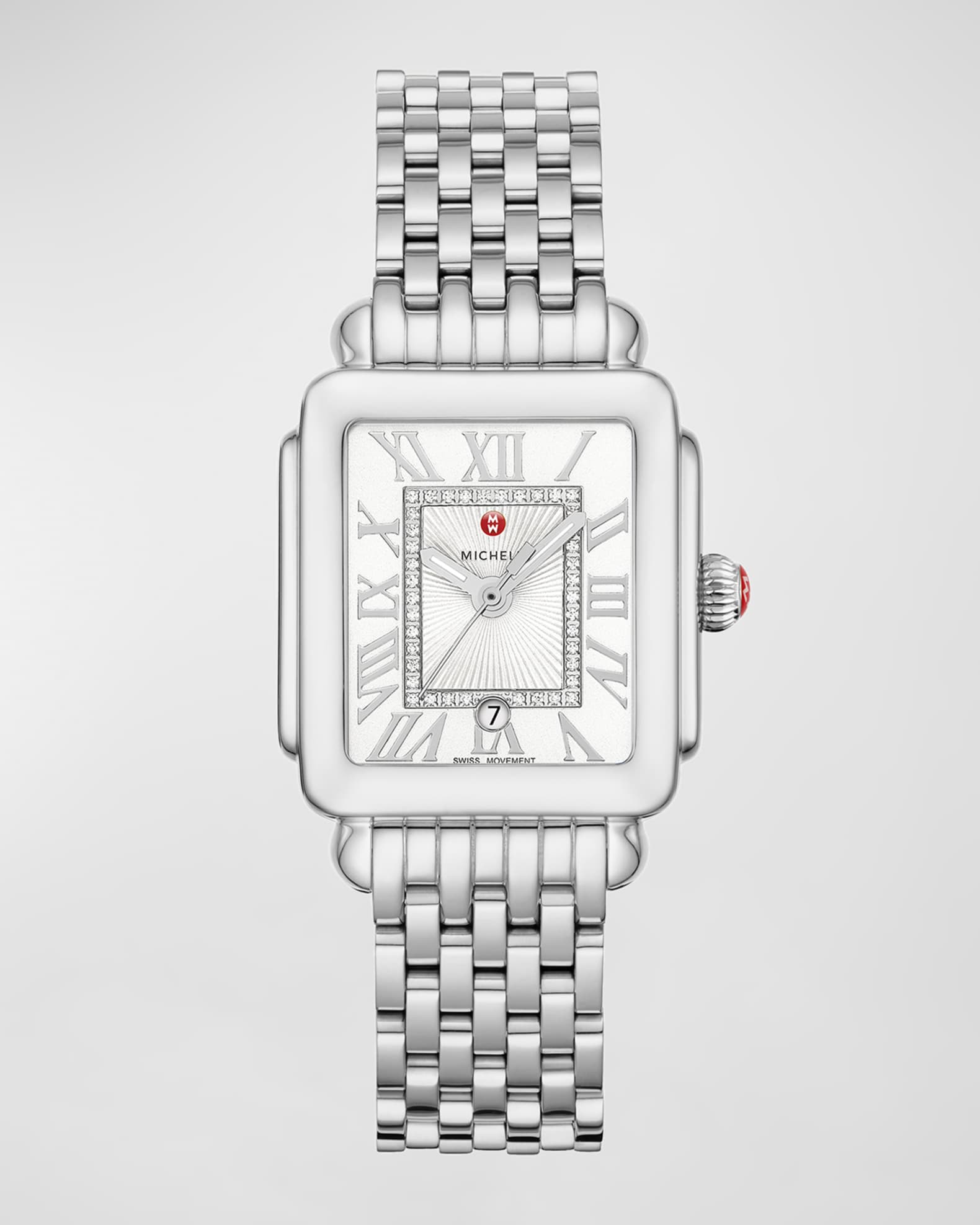 Deco Madison Mid Diamond-Dial Watch, Silver/White 0