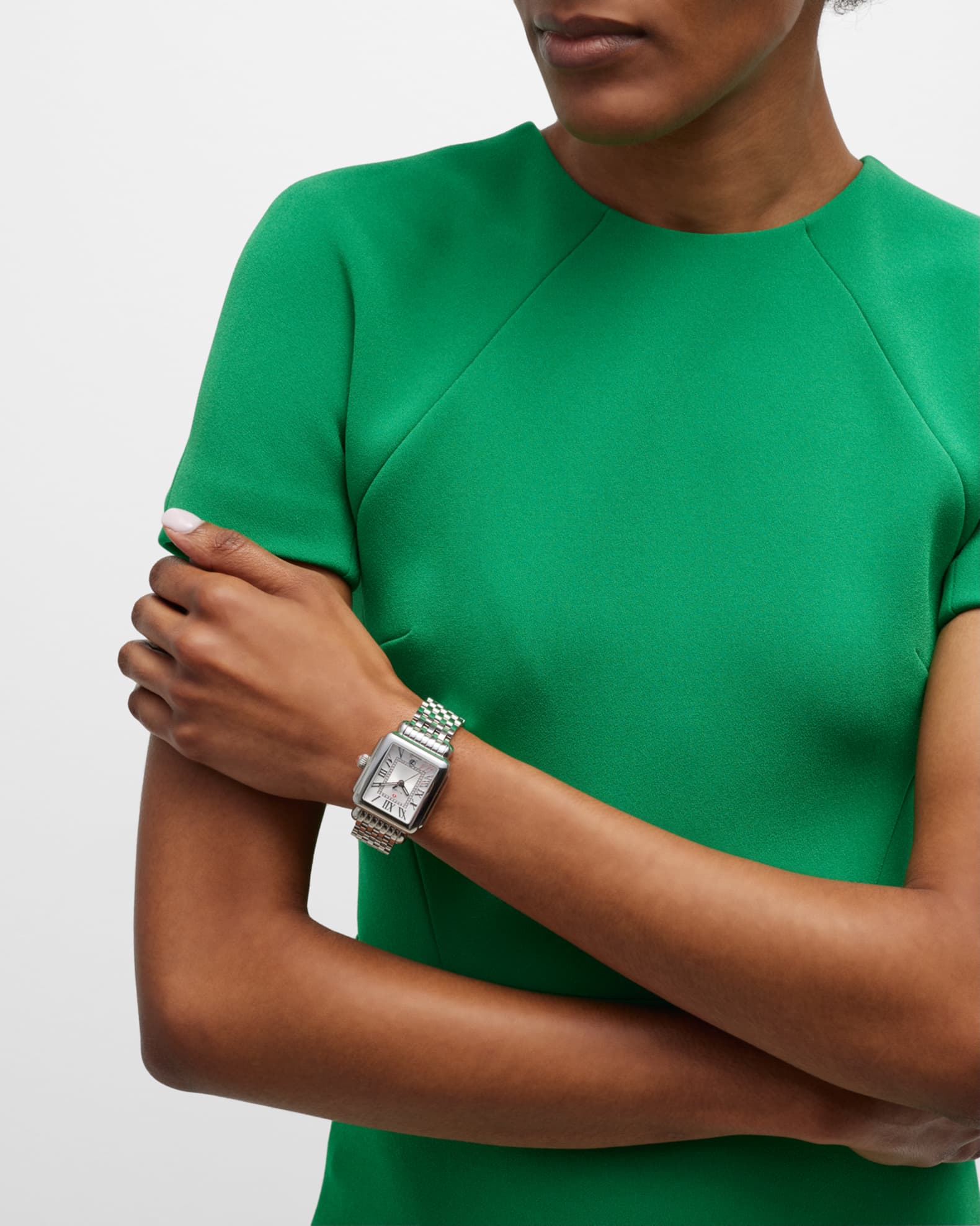 MICHELE Deco Madison Diamond Dial Watch Silver Neiman Marcus