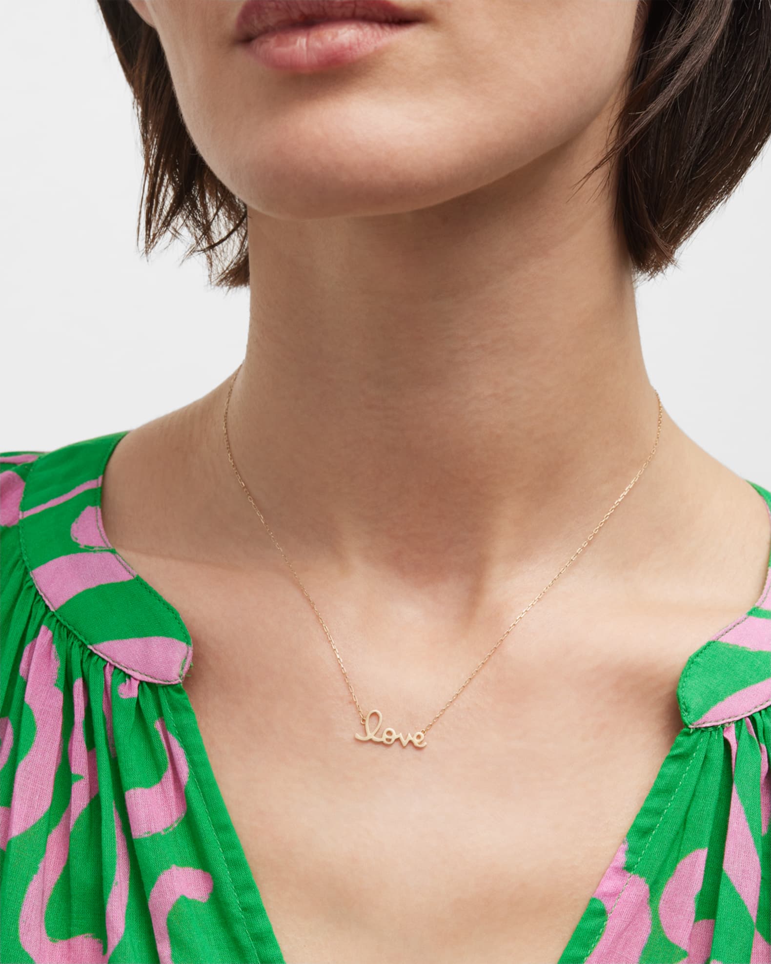 14K Yellow Gold Pure Love Script Necklace 1