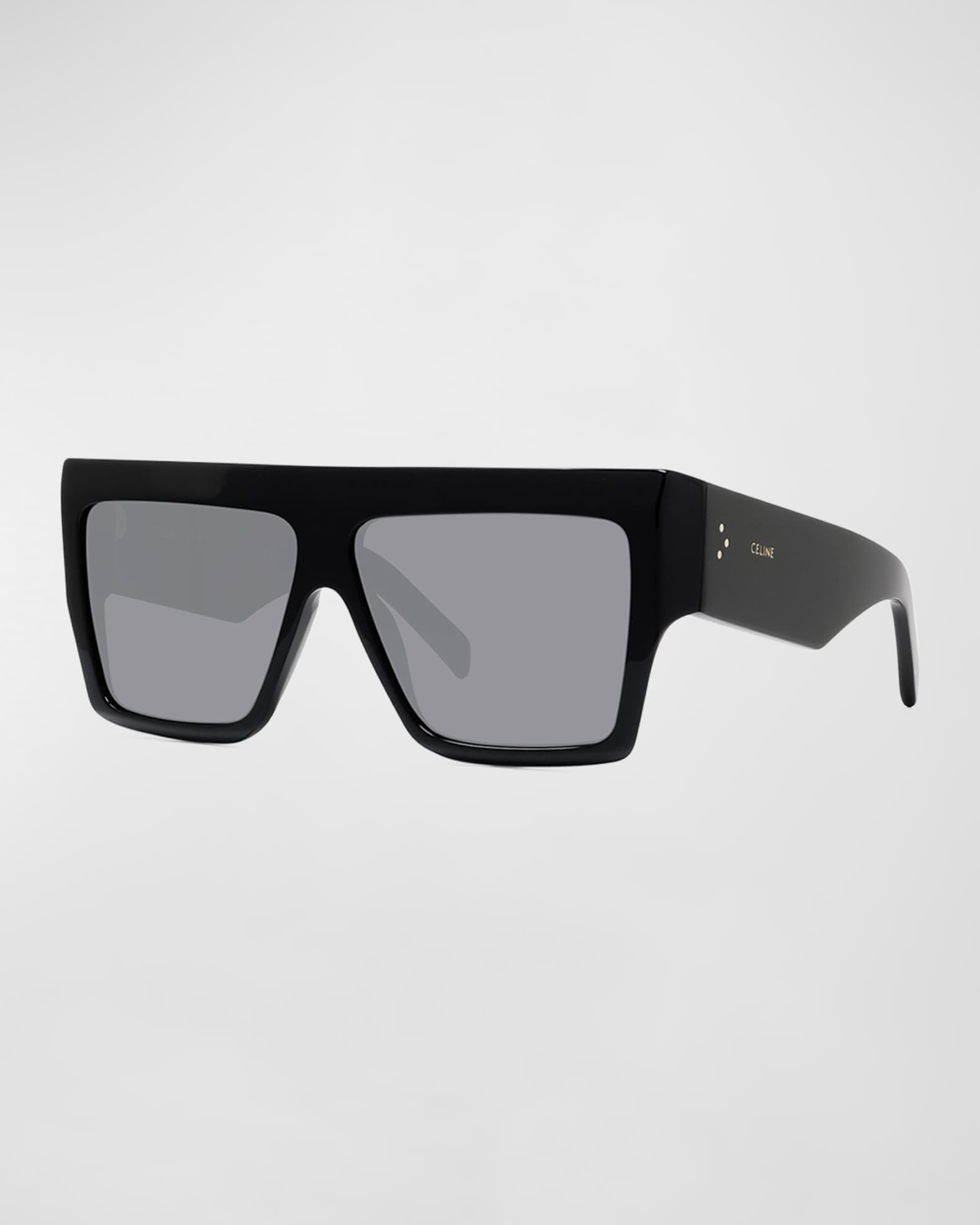Men s Chunky Rectangle Solid Acetate Sunglasses