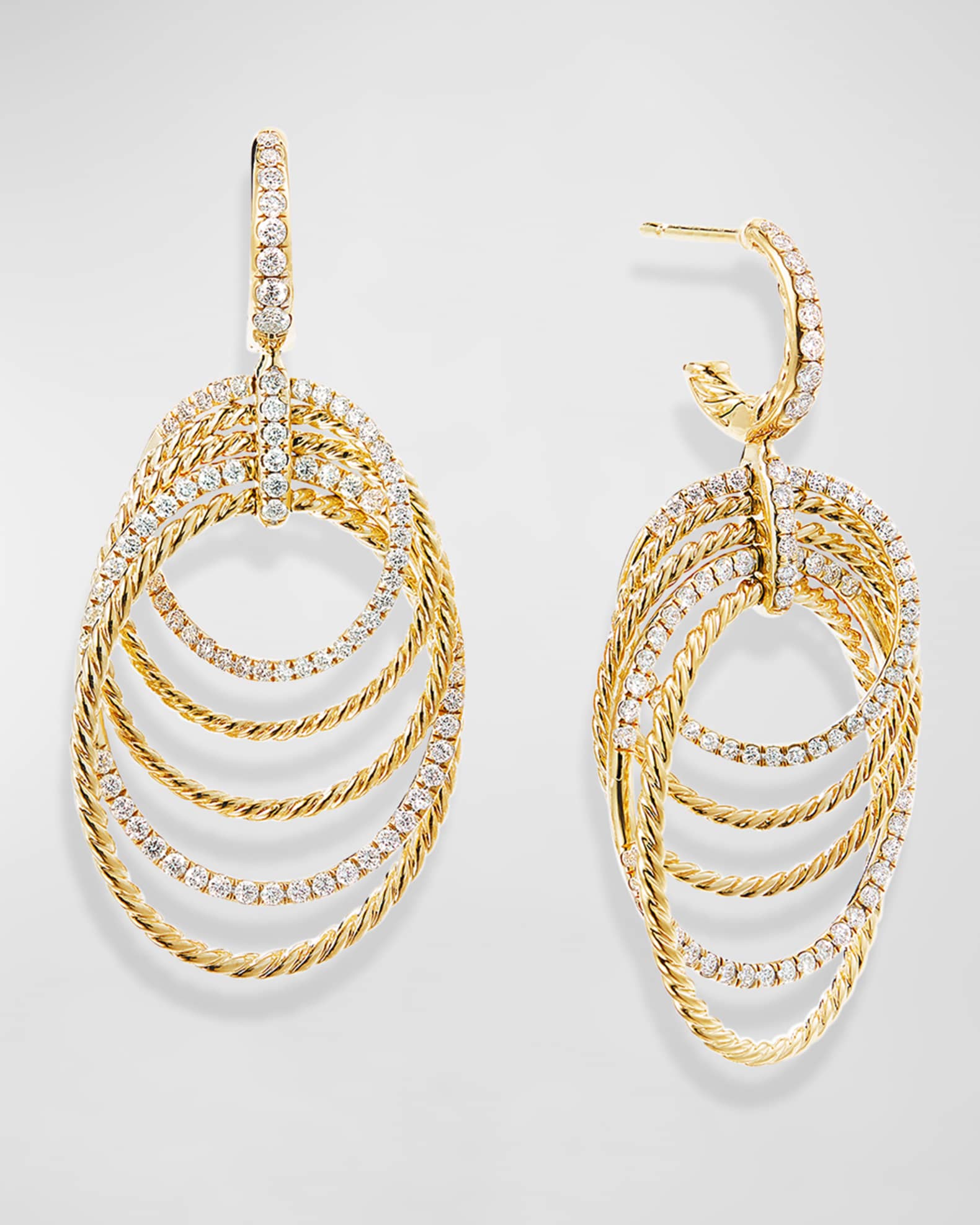 David Yurman Origami 18k Drop Earrings w/ Diamonds | Neiman Marcus