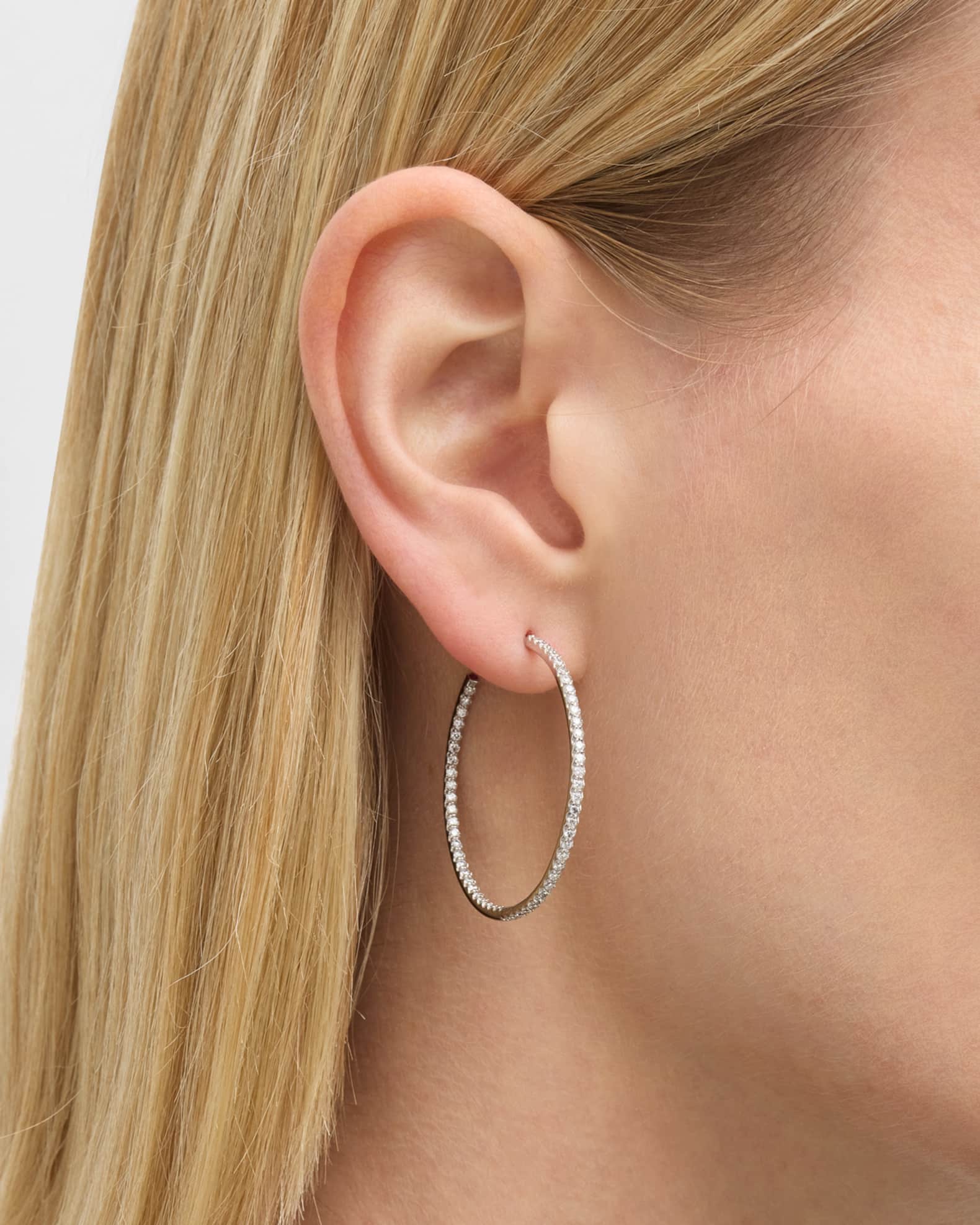 18k Extra-Large Diamond Hoop Earrings 1