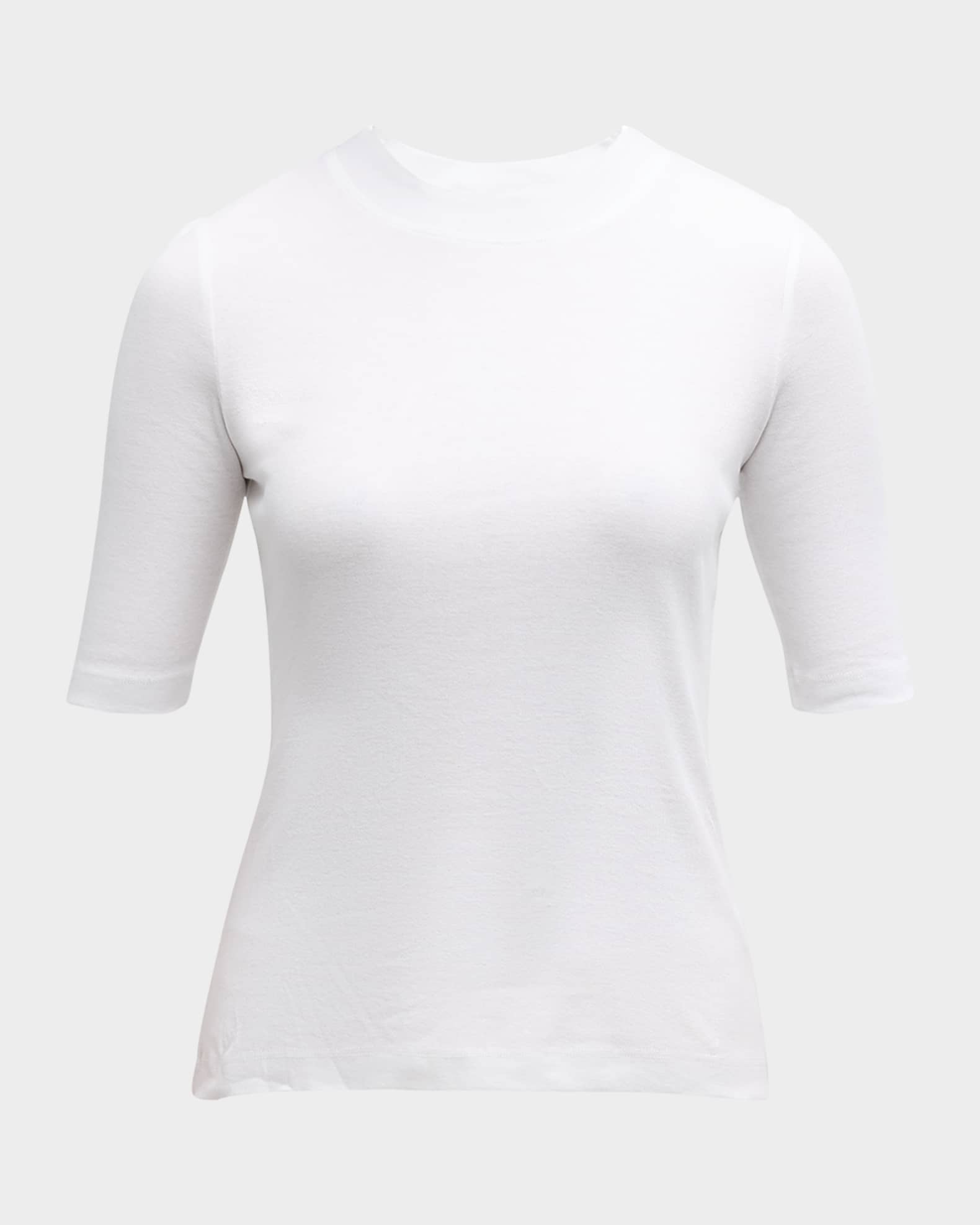 Cotton Cropped-Sleeve T-Shirt 0