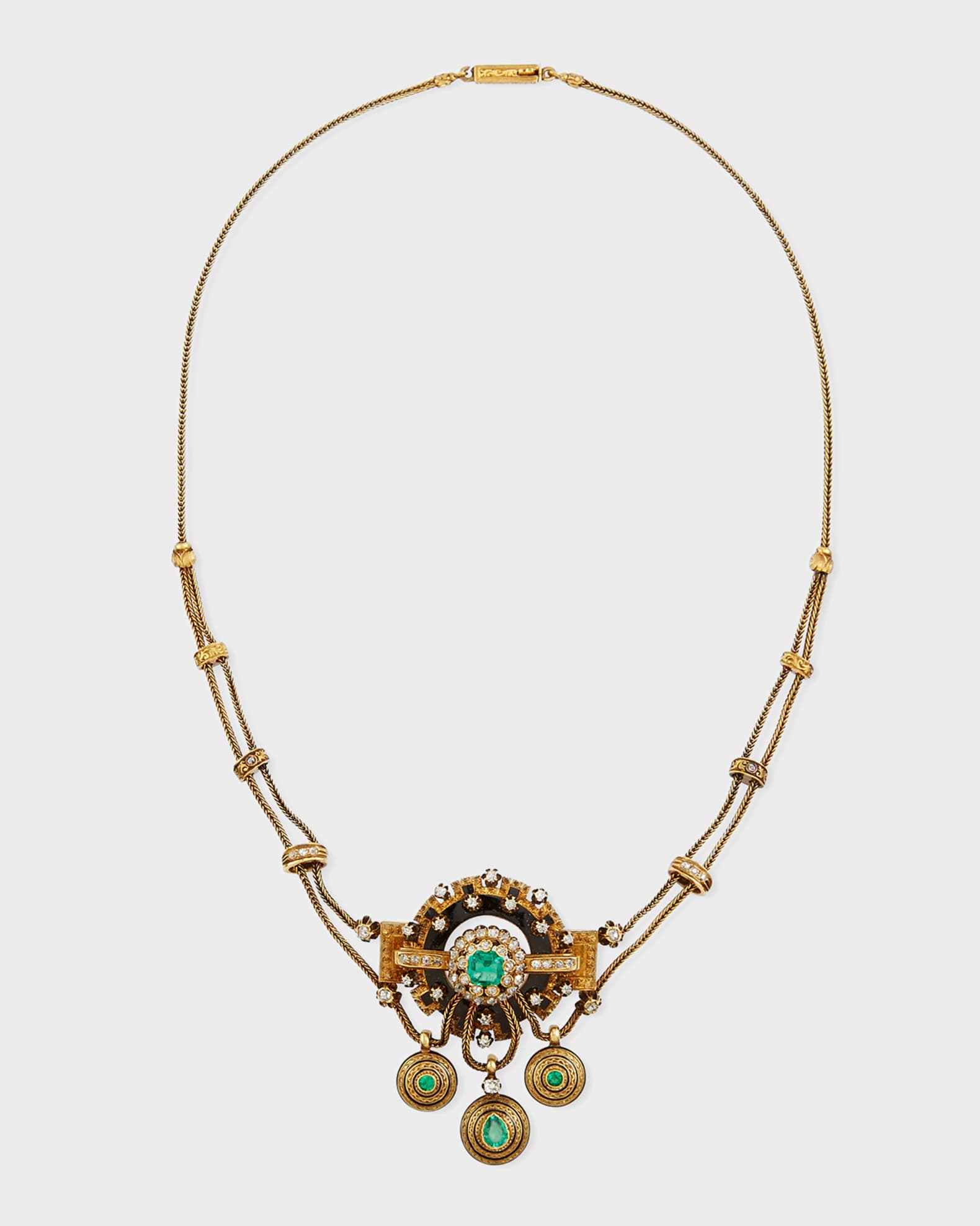 Estate Victorian Emerald & Diamond Festoon Necklace 0