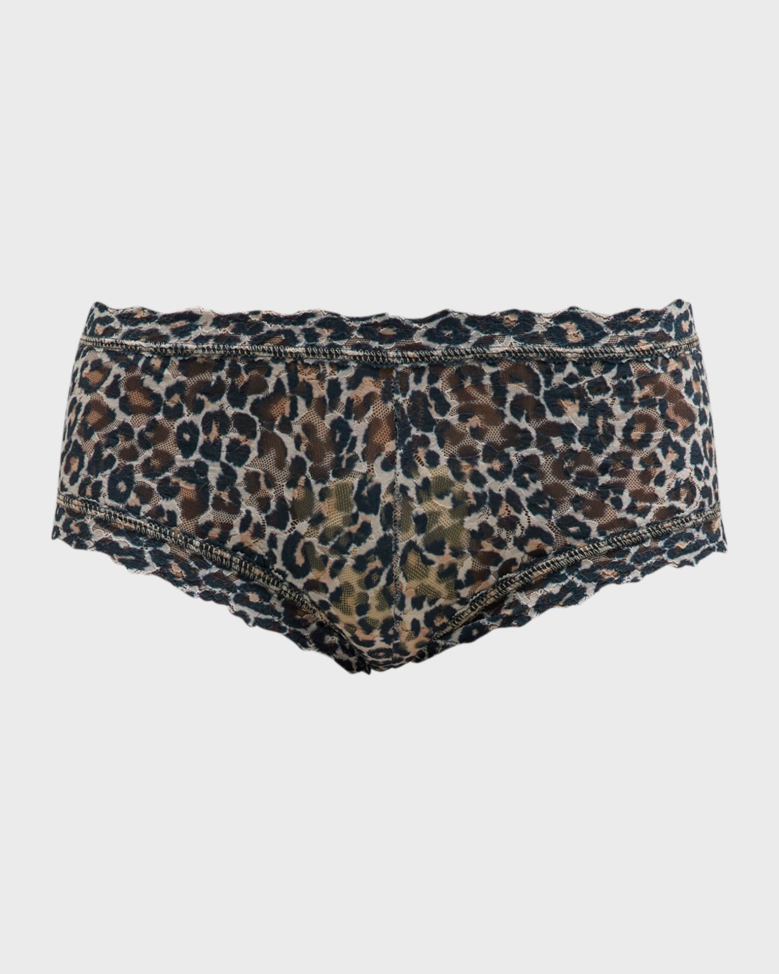Hanky Panky Leopard-Print Lace Boyshorts | Neiman Marcus