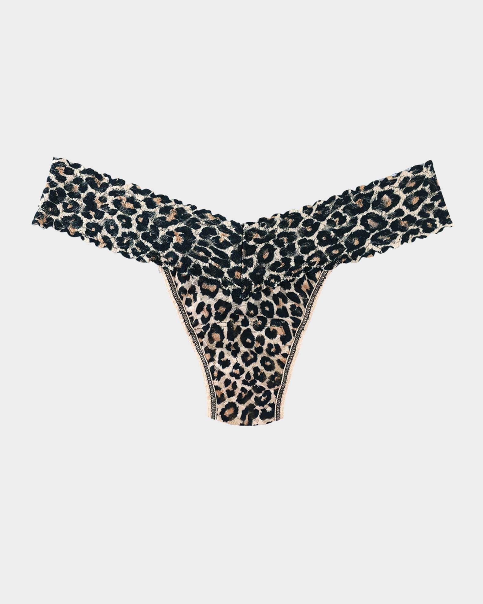 Leopard-Print Lace Low-Rise Thong 0