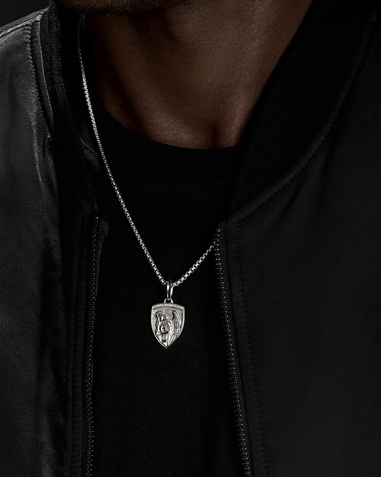 Men's St. Michael Pendant in Silver, 26mm 1
