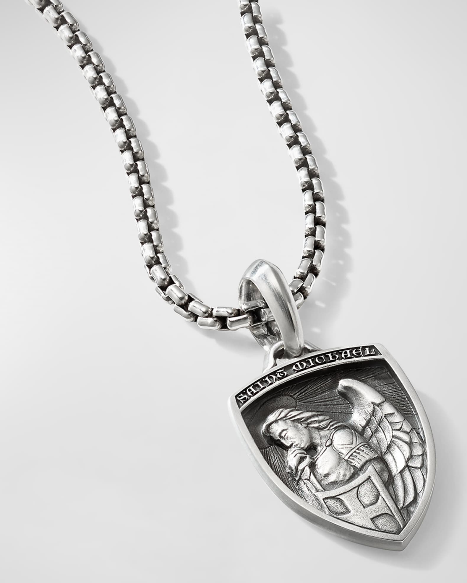 Men s St. Michael Pendant in Silver 26mm