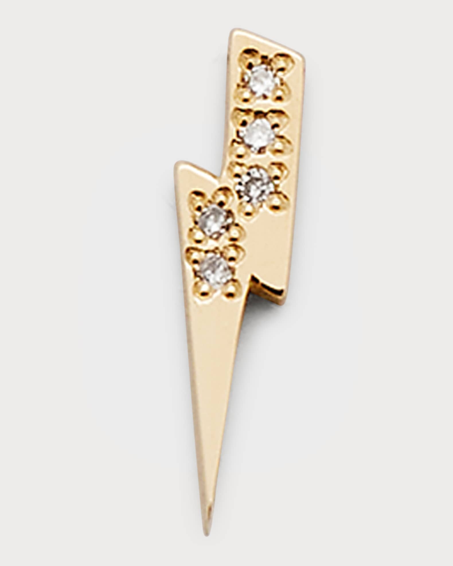 Lightning Bolt Single Stud Earring with Diamonds 0