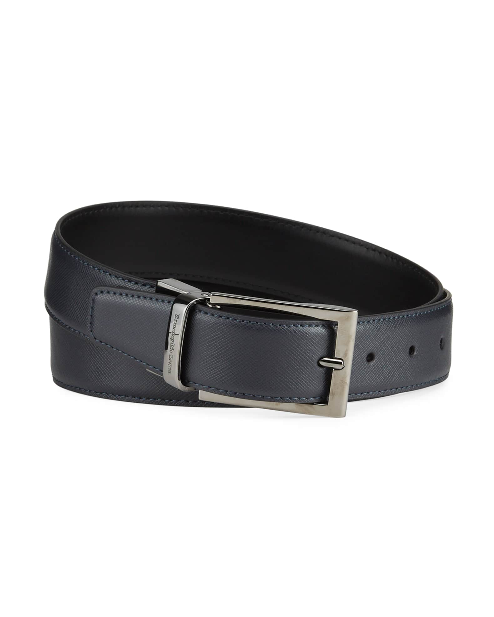 Ermenegildo Zegna Men's Saffiano Leather Belt | Neiman Marcus