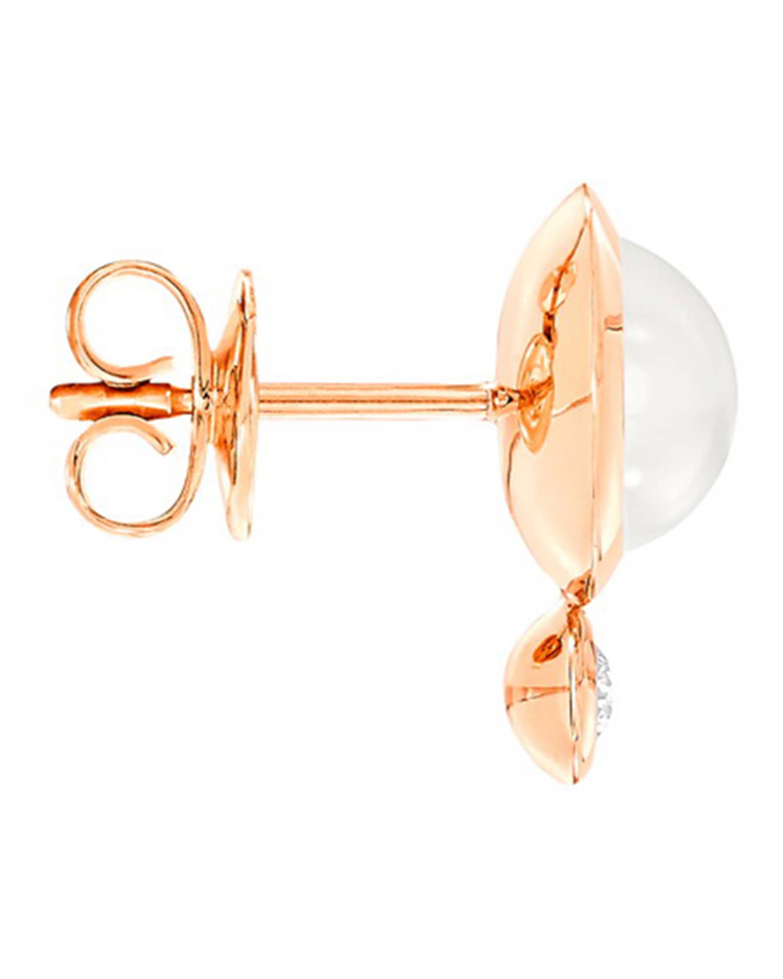 Bouton 18k Rose Gold Sand Moonstone/Diamond Post Earrings 1