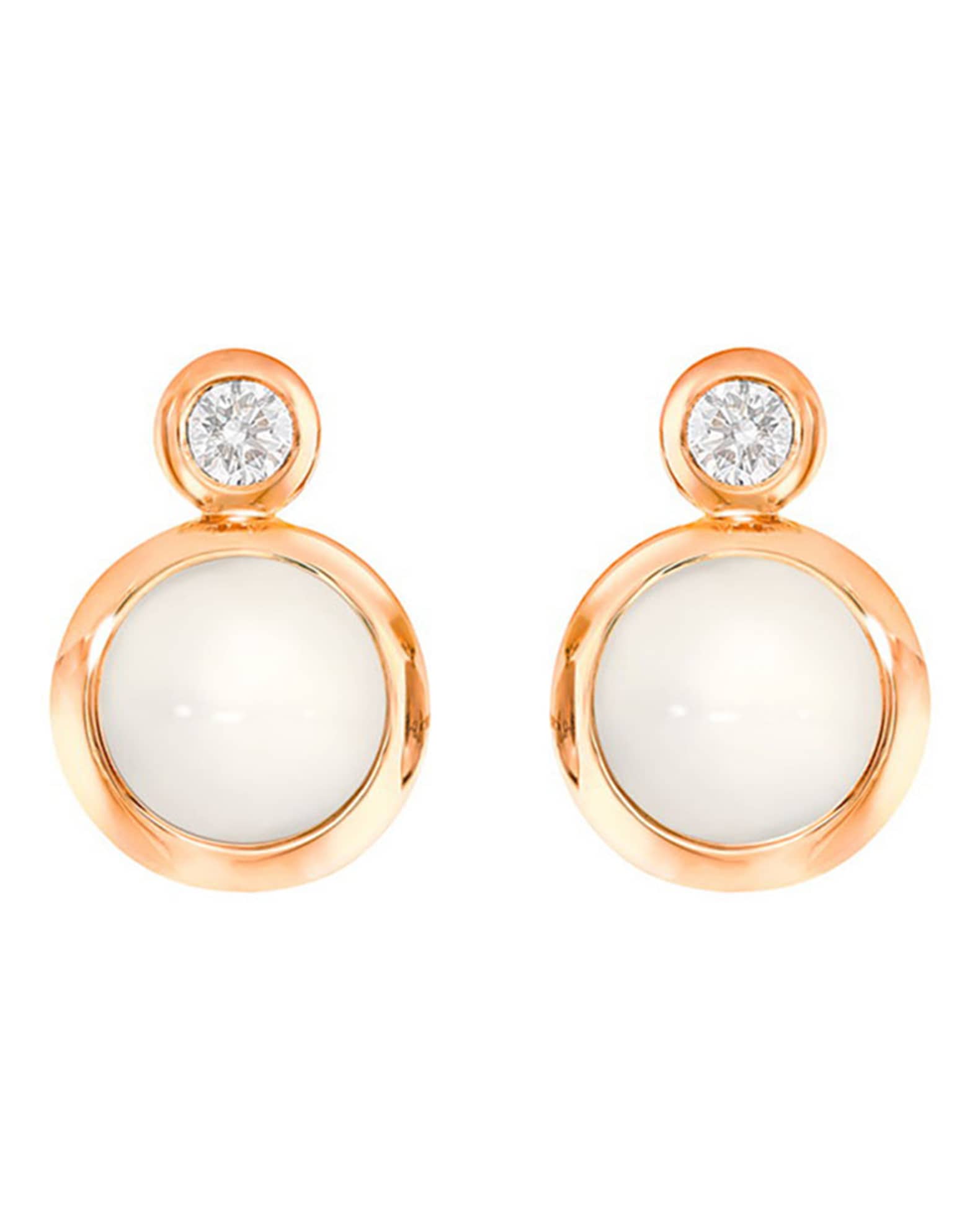 Bouton 18k Rose Gold Sand Moonstone/Diamond Post Earrings 0